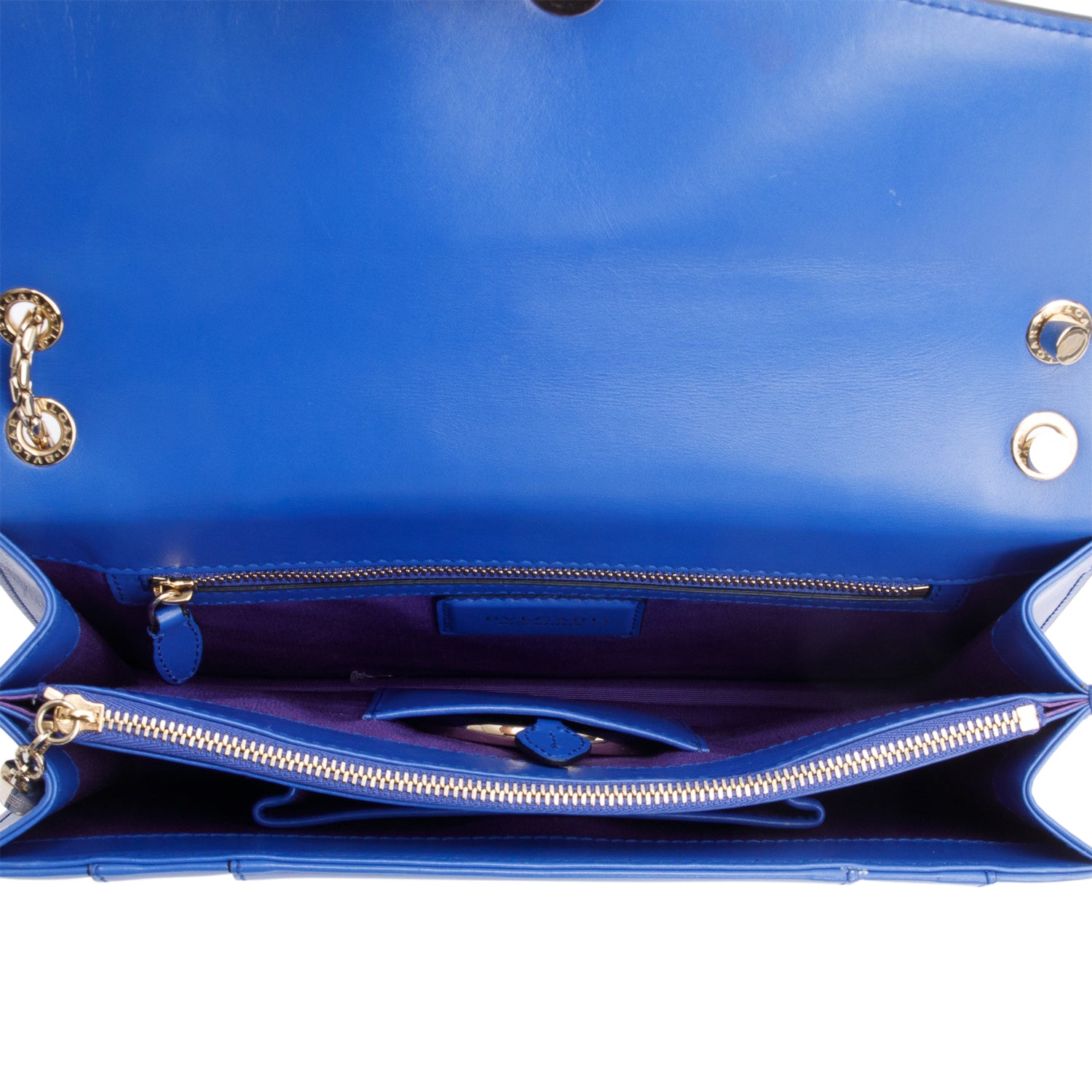BVLGARI Blue Calfskin Leather Medium Serpenti Forever Bag