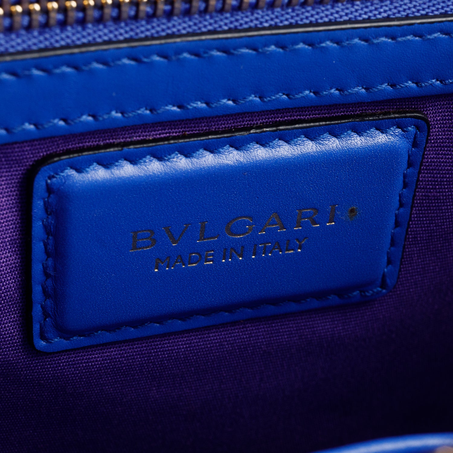 BVLGARI Blue Calfskin Leather Medium Serpenti Forever Bag