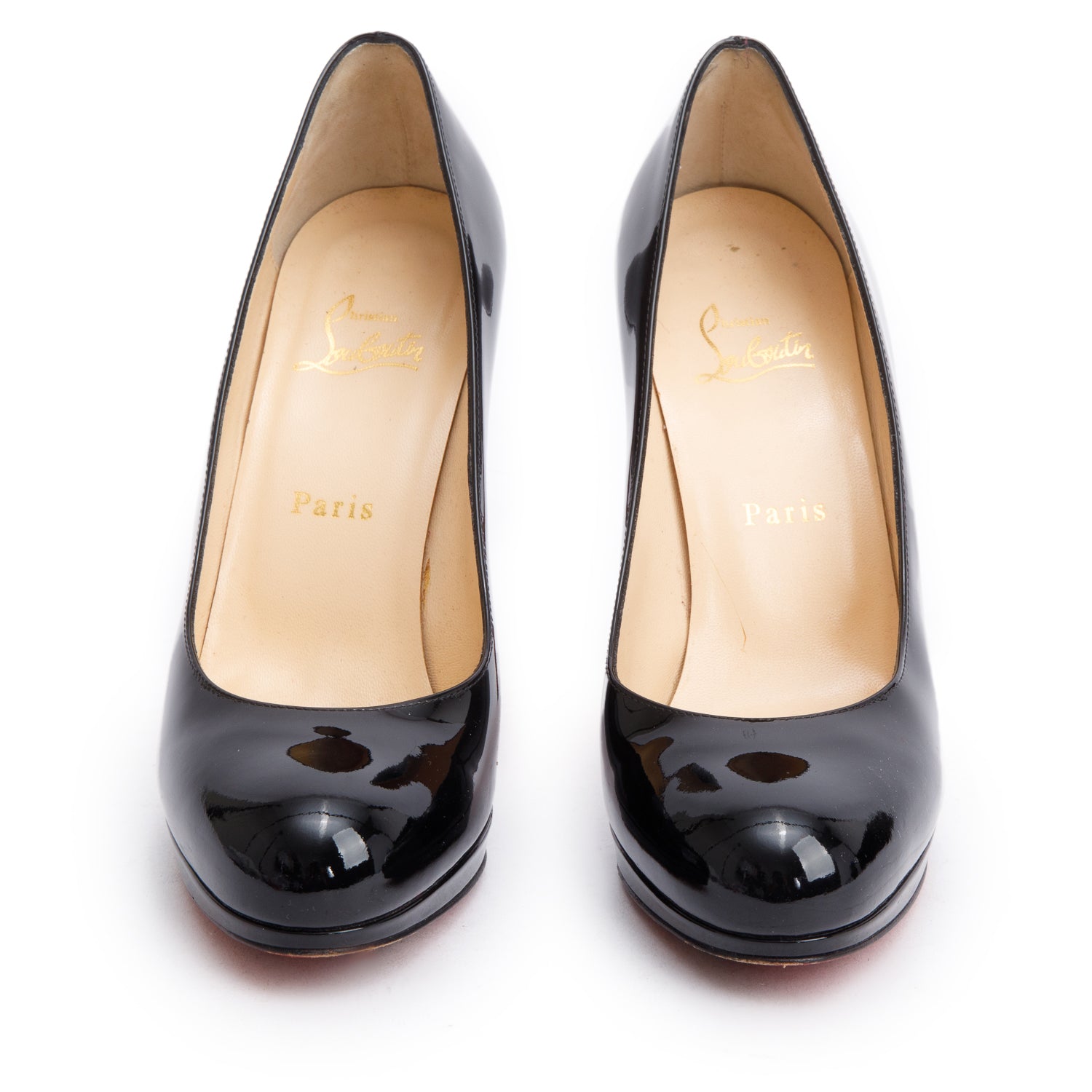 Christian Louboutin Black Patent Leather Pigalle Platform Pumps, Size 39