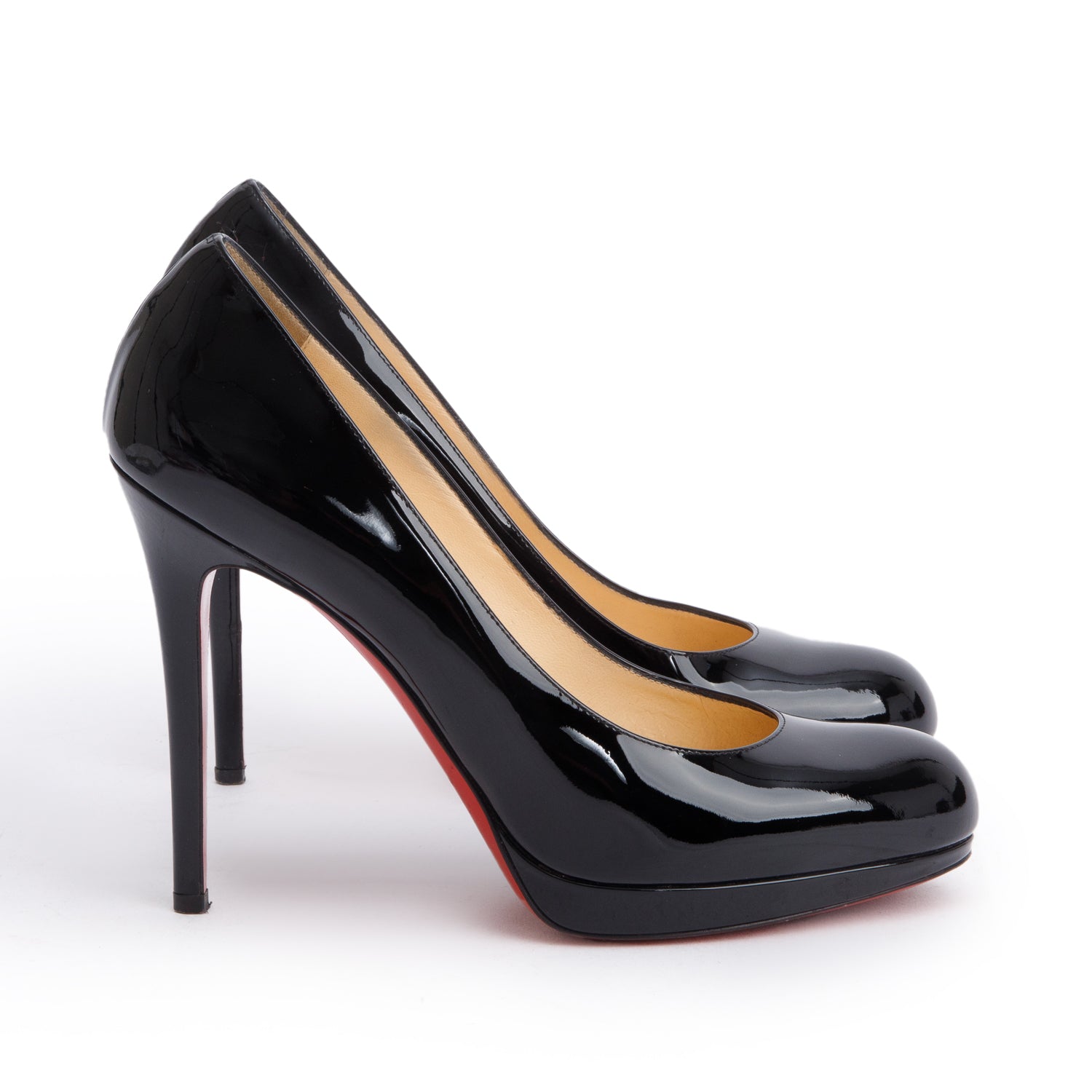 Christian Louboutin Black Patent Leather Pigalle Platform Pumps, Size 39