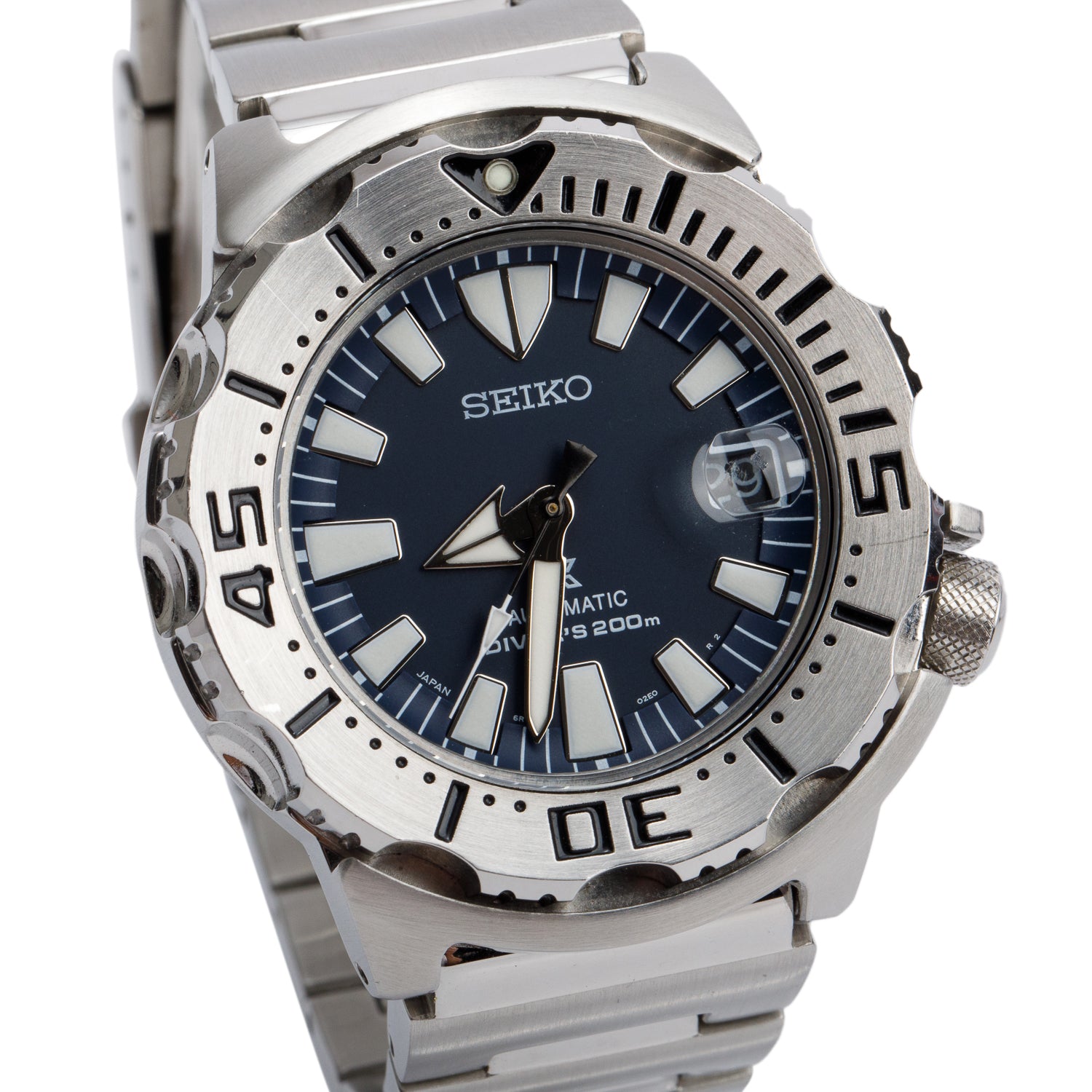 Seiko Stainless Steel Prospex Diver's 200M 42 MM Automatic Watch Navy Dial w/ Box & Extra Strap