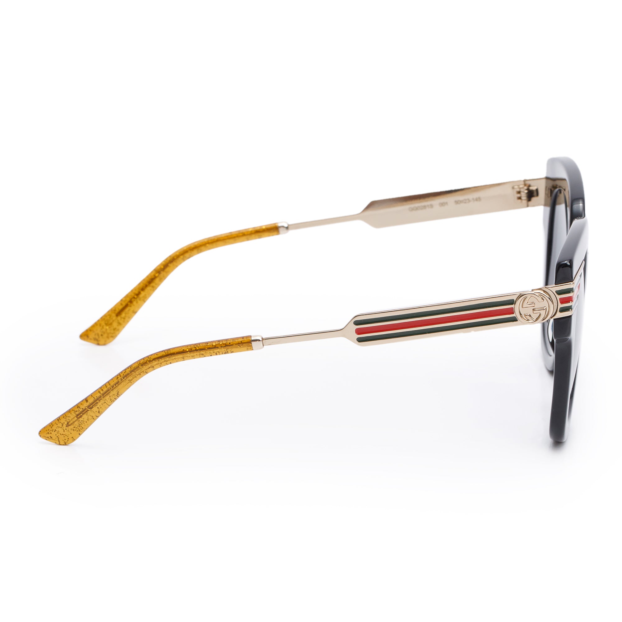 Gucci GG0281S Black Acetate Interlocking G Web Accent Oversize Square Sunglasses w/ Case