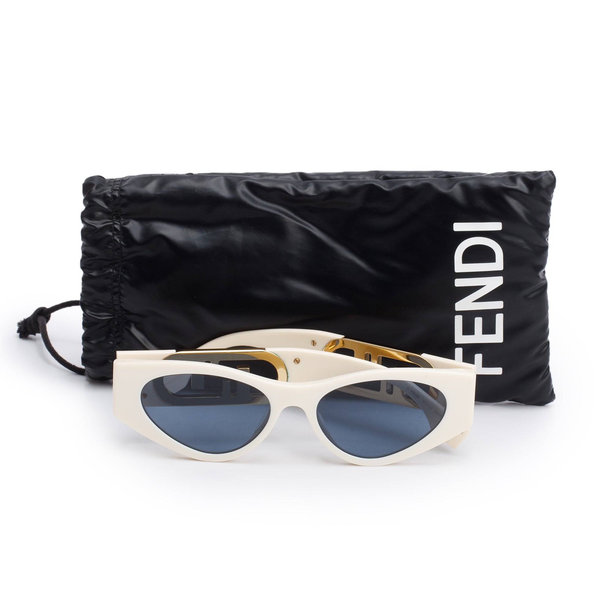 Fendi FE40049I White Acetate O'Lock Oval Sunglasses w/ Pouch
