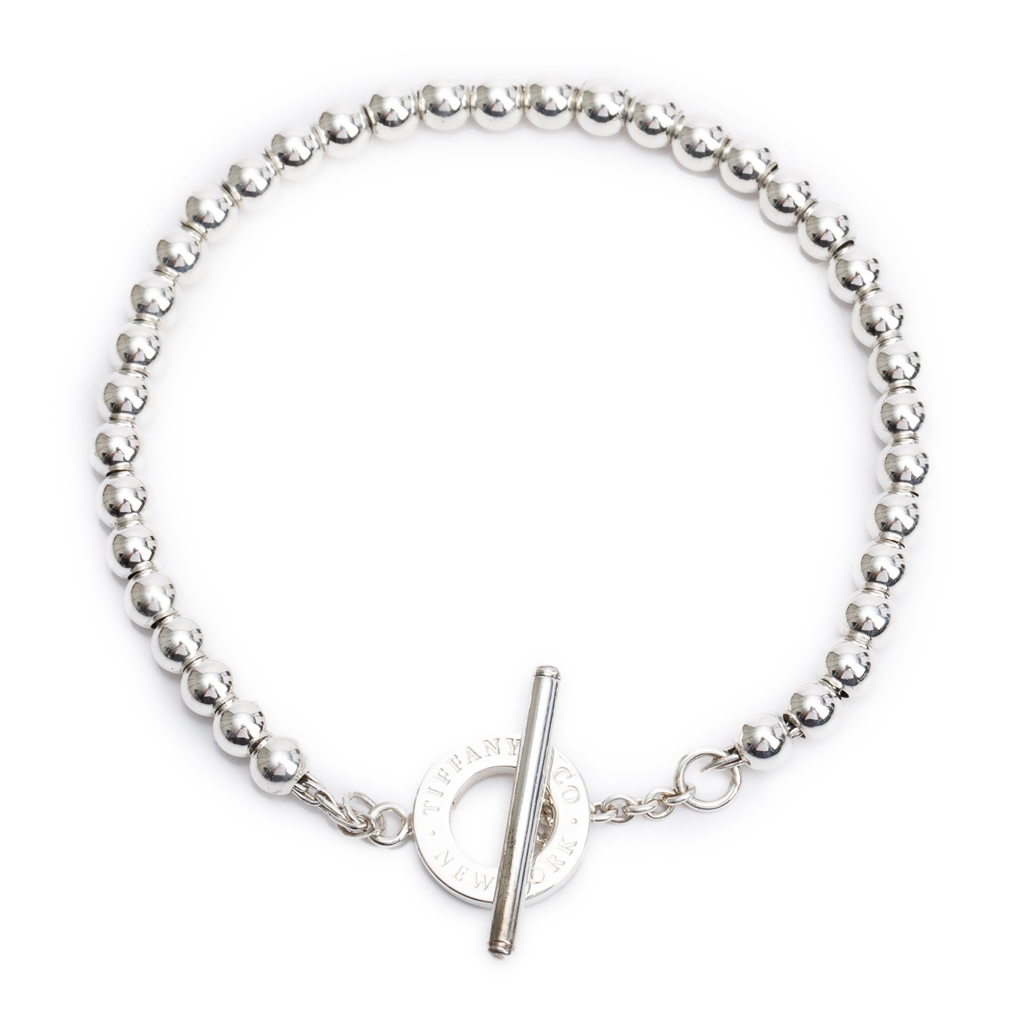 Tiffany & Co. Sterling Silver 4 MM Bead Toggle Bracelet