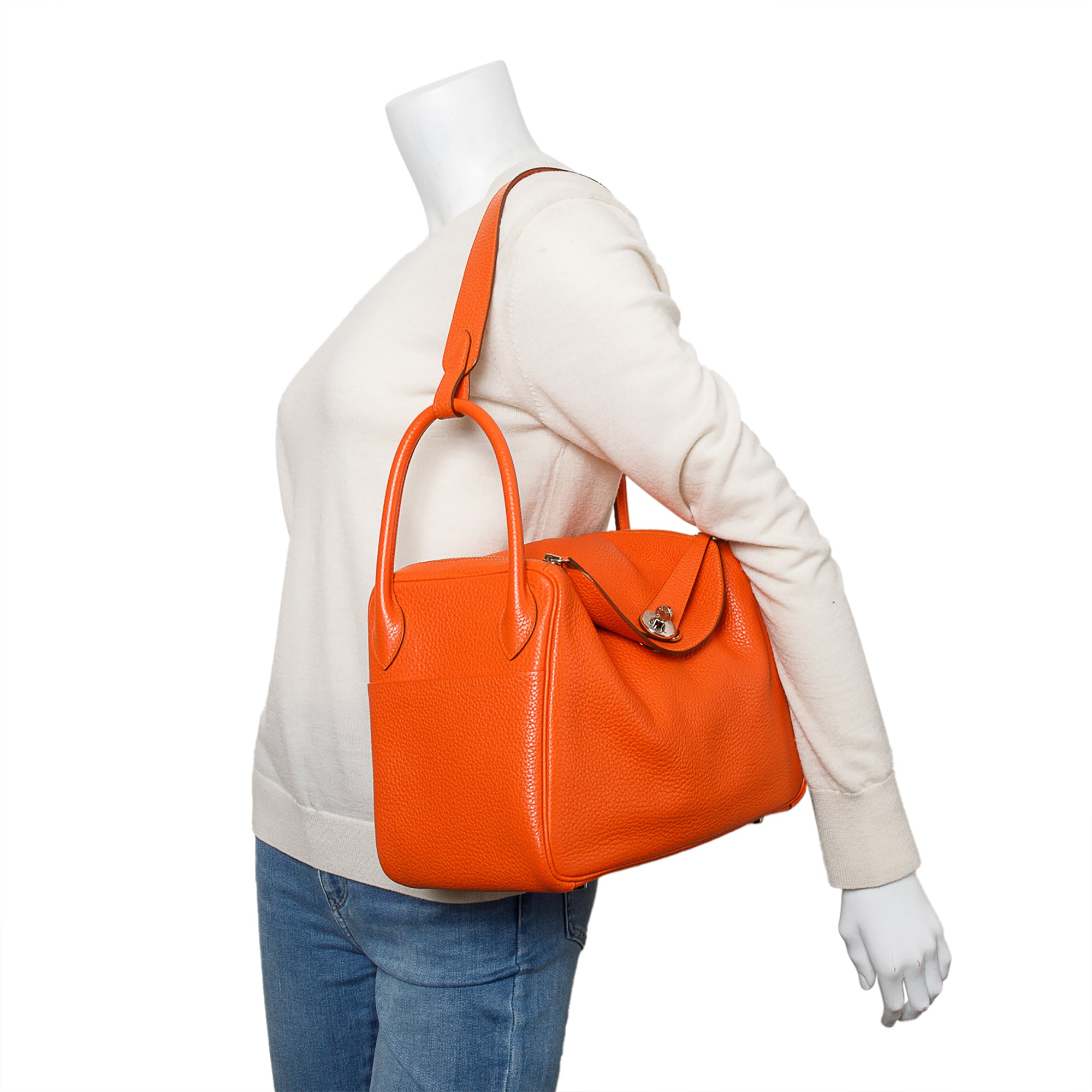 Hermes Feu Taurillon Clemence Leather Lindy 30 w/ Box & Receipt