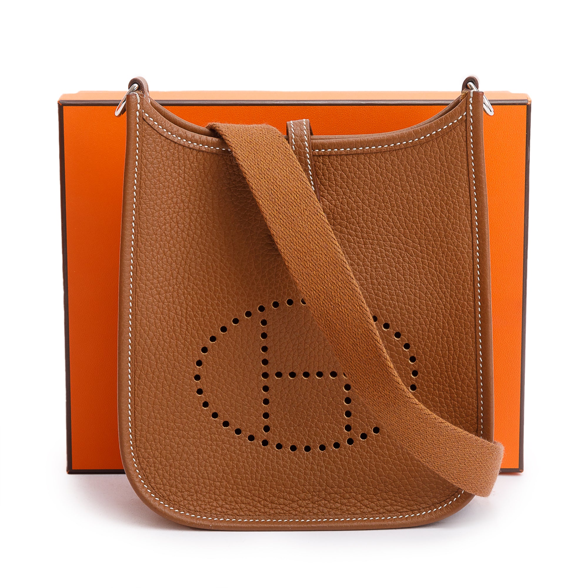 Hermes 2022 Gold Taurilon Clemence/Sangle Wool Amazone Evelyne TPM 16 w/ Box & Receipt