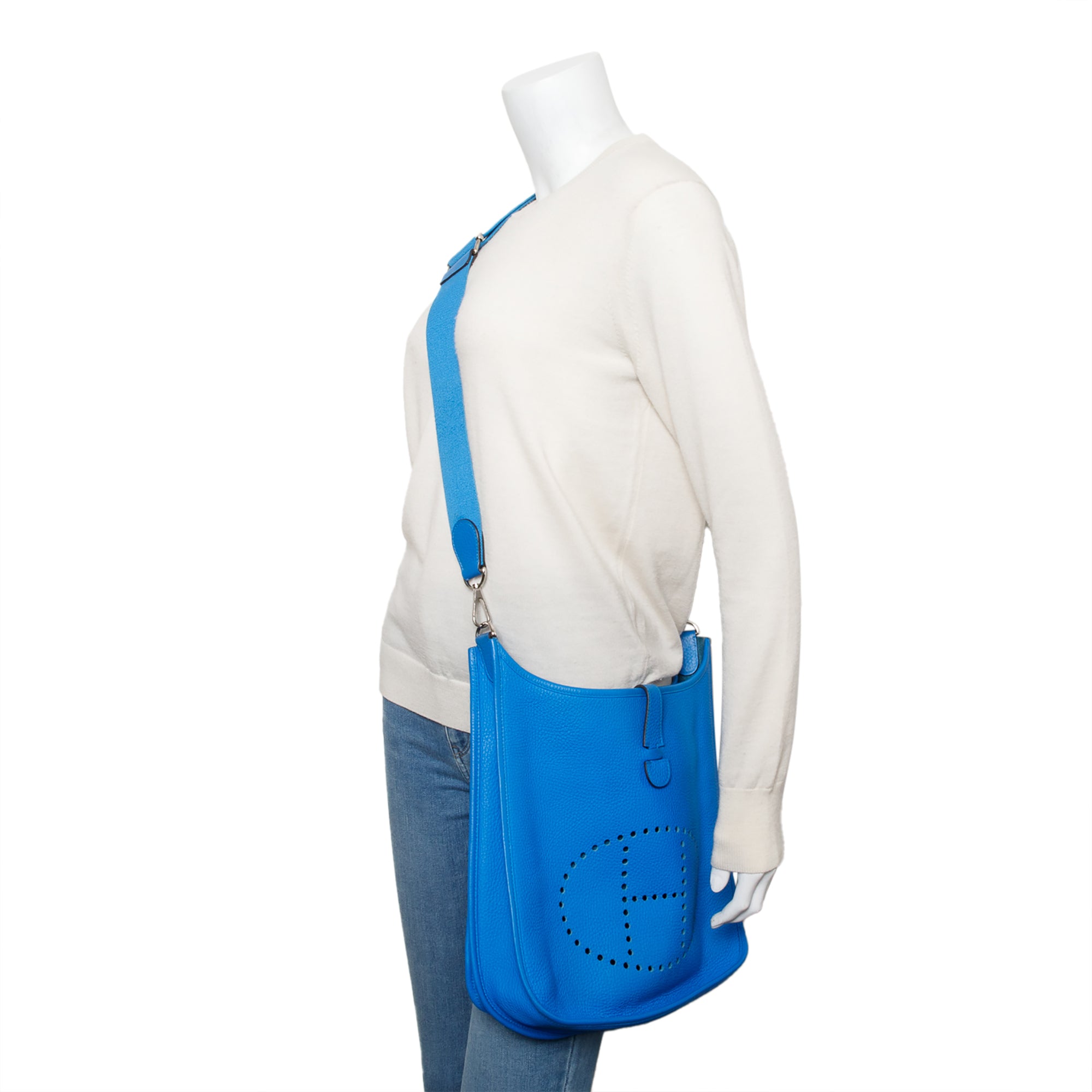 Hermes Bleu Hydra Taurillon Clemence Evelyne III 29 Bag