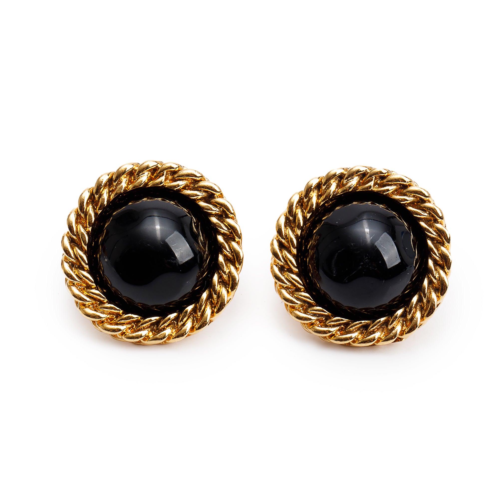 Chanel Vintage Gold Plated Gripoix Clip-On Earrings