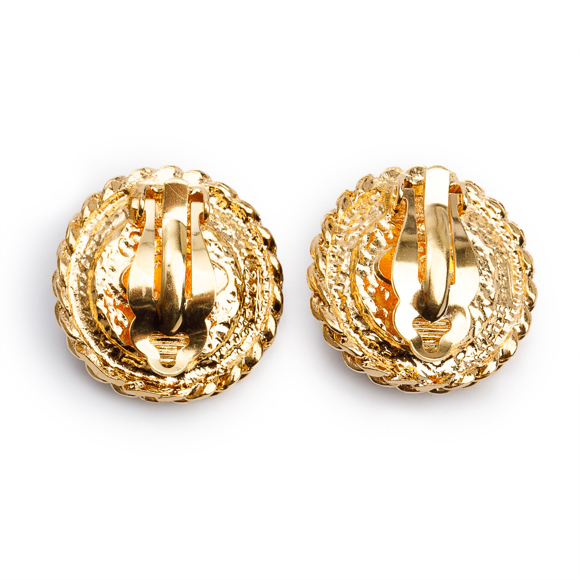 Chanel Vintage Gold Plated Gripoix Clip-On Earrings