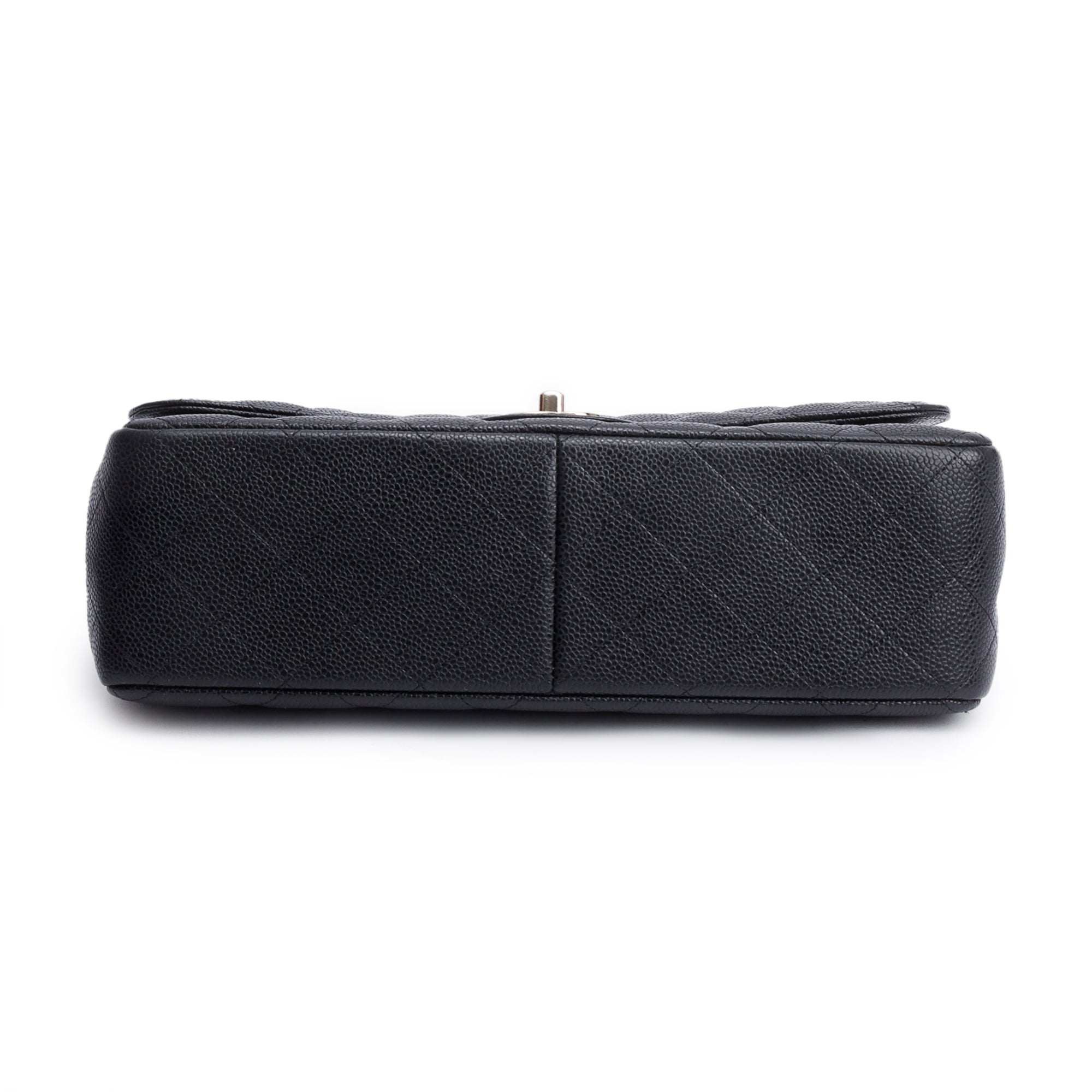 Chanel Black Quilted Caviar Leather Classic Jumbo Double Flap Bag w/ Box