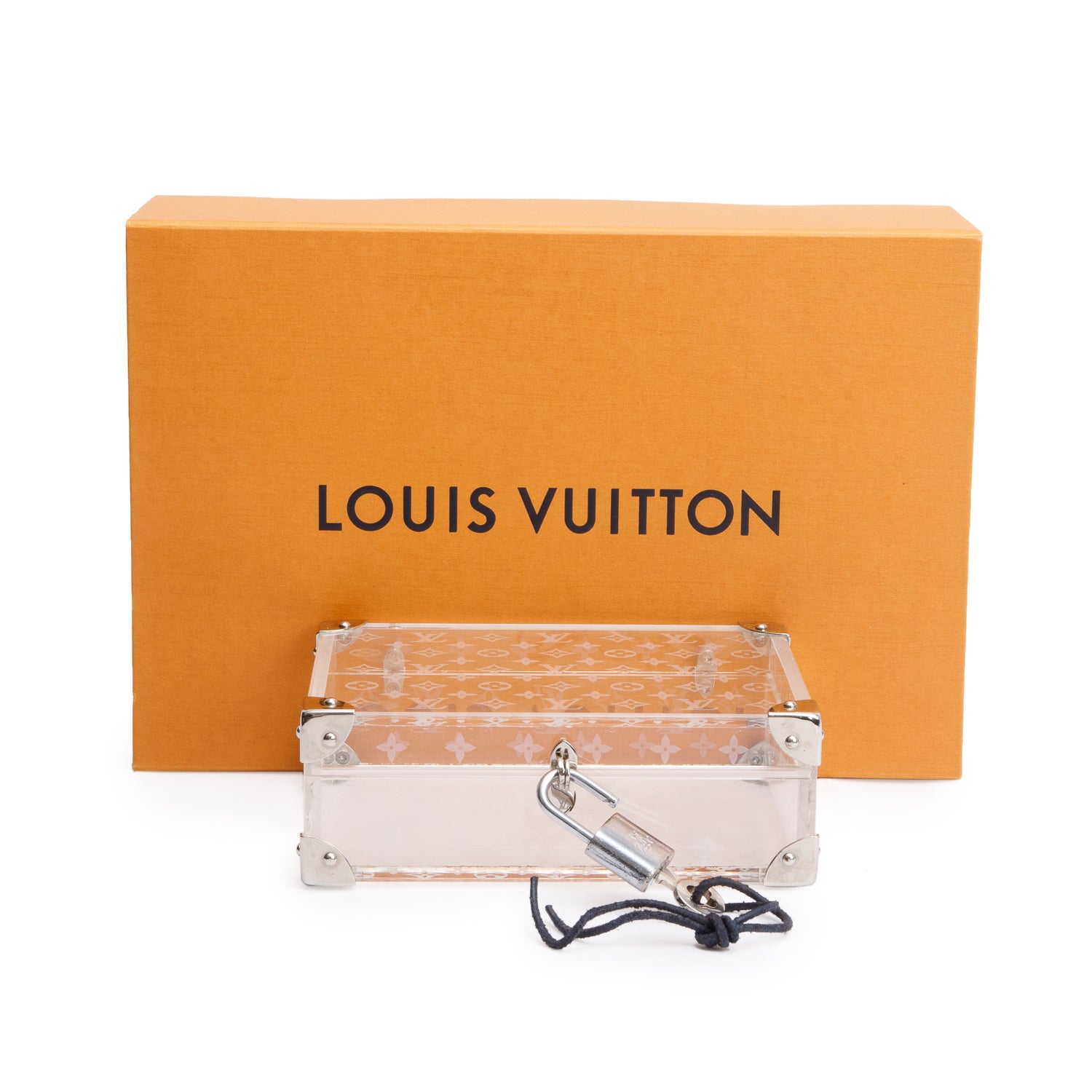 Louis Vuitton Transparent Monogram Plexiglass Mini Trunk Letter Box w/ Leather Envelope & Box