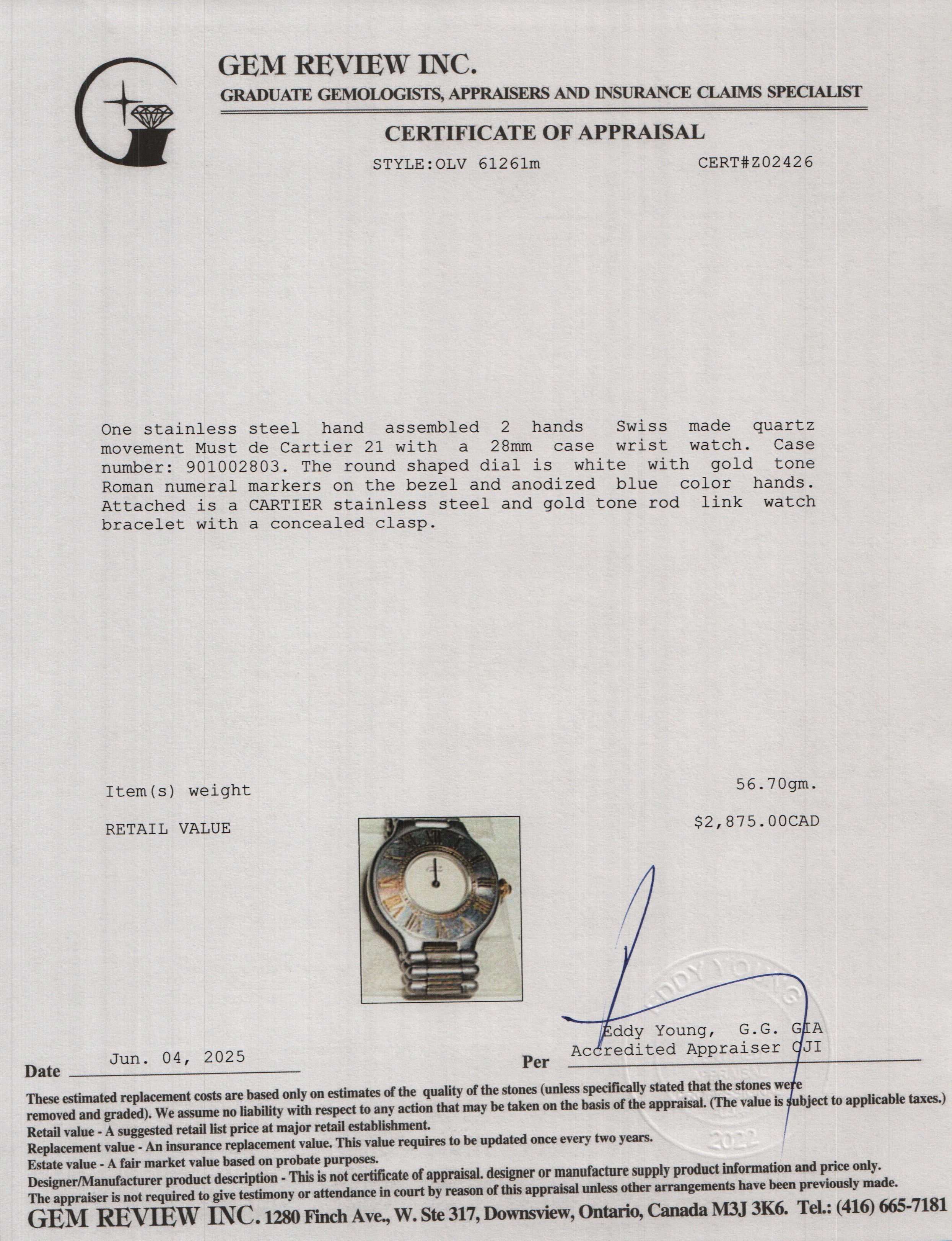 Cartier Stainless Steel & 18k Yellow Gold Plated Must de Cartier 21 28 MM Watch 9010