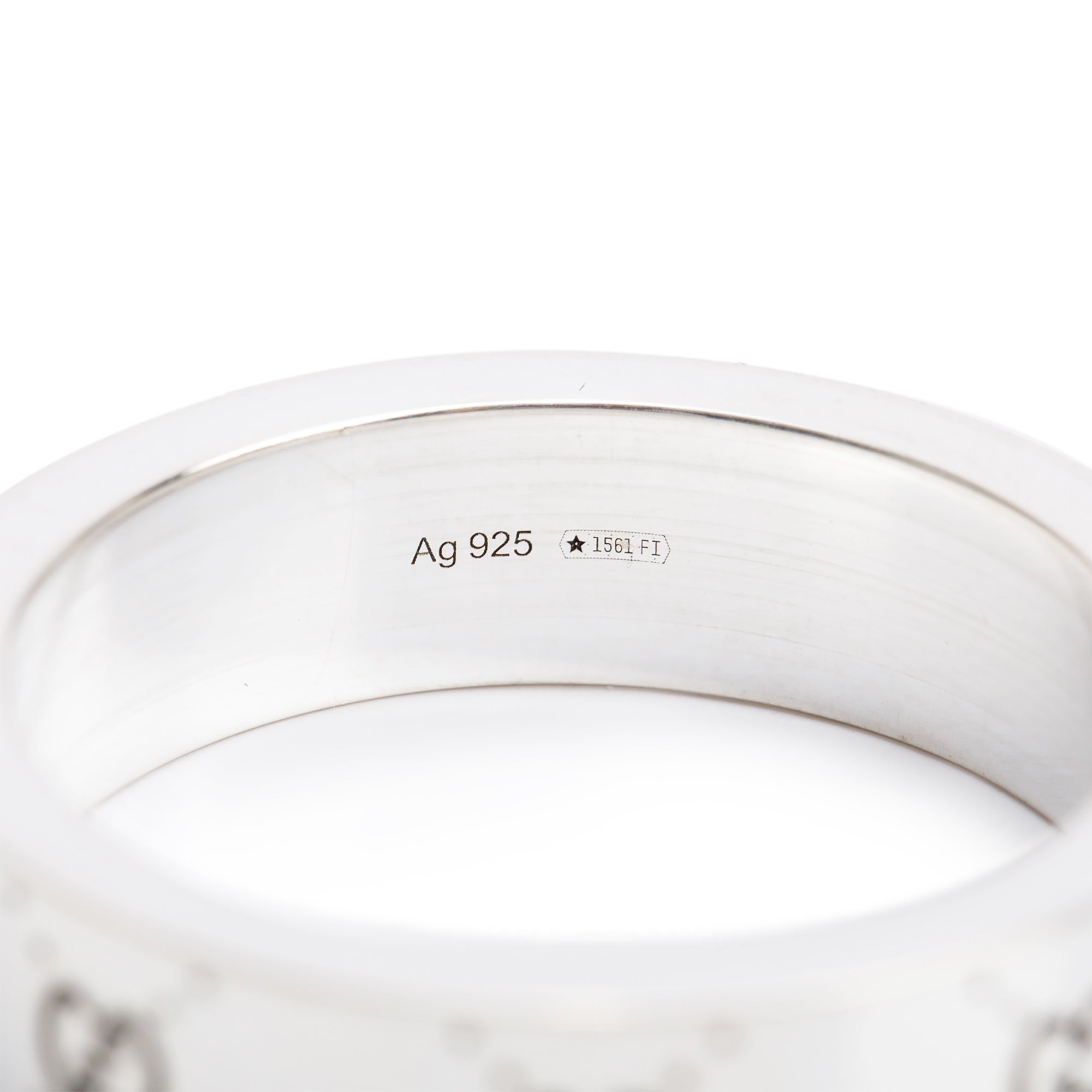 Gucci x Adidas Sterling Silver Engraved GG Wide 6 MM Band Ring, Size 24 10.5 w/ Box