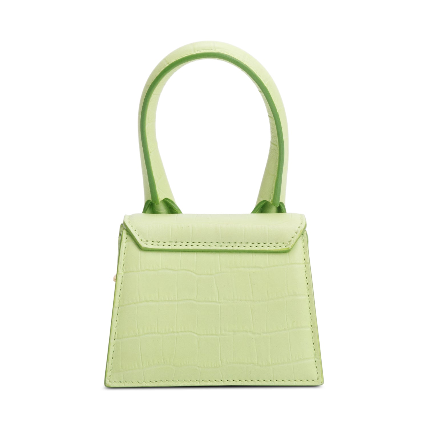 Jacquemus Green Croc-Embossed Leather Mini Signature Le Chiquito Handle Bag w/ Strap