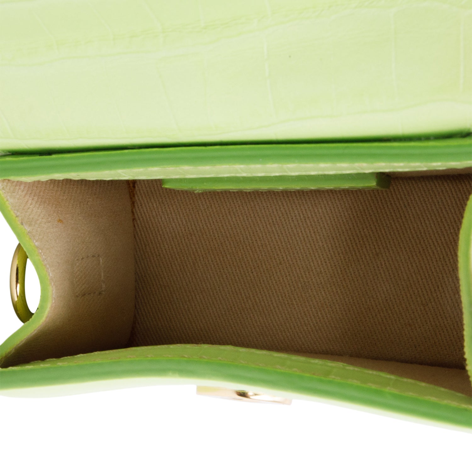 Jacquemus Green Croc-Embossed Leather Mini Signature Le Chiquito Handle Bag w/ Strap