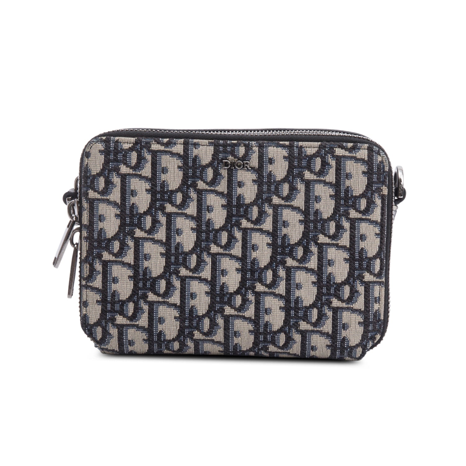 Christion Dior 2020 Oblique Jacquard Zipped Pouch Crossbody w/ Box & Strap