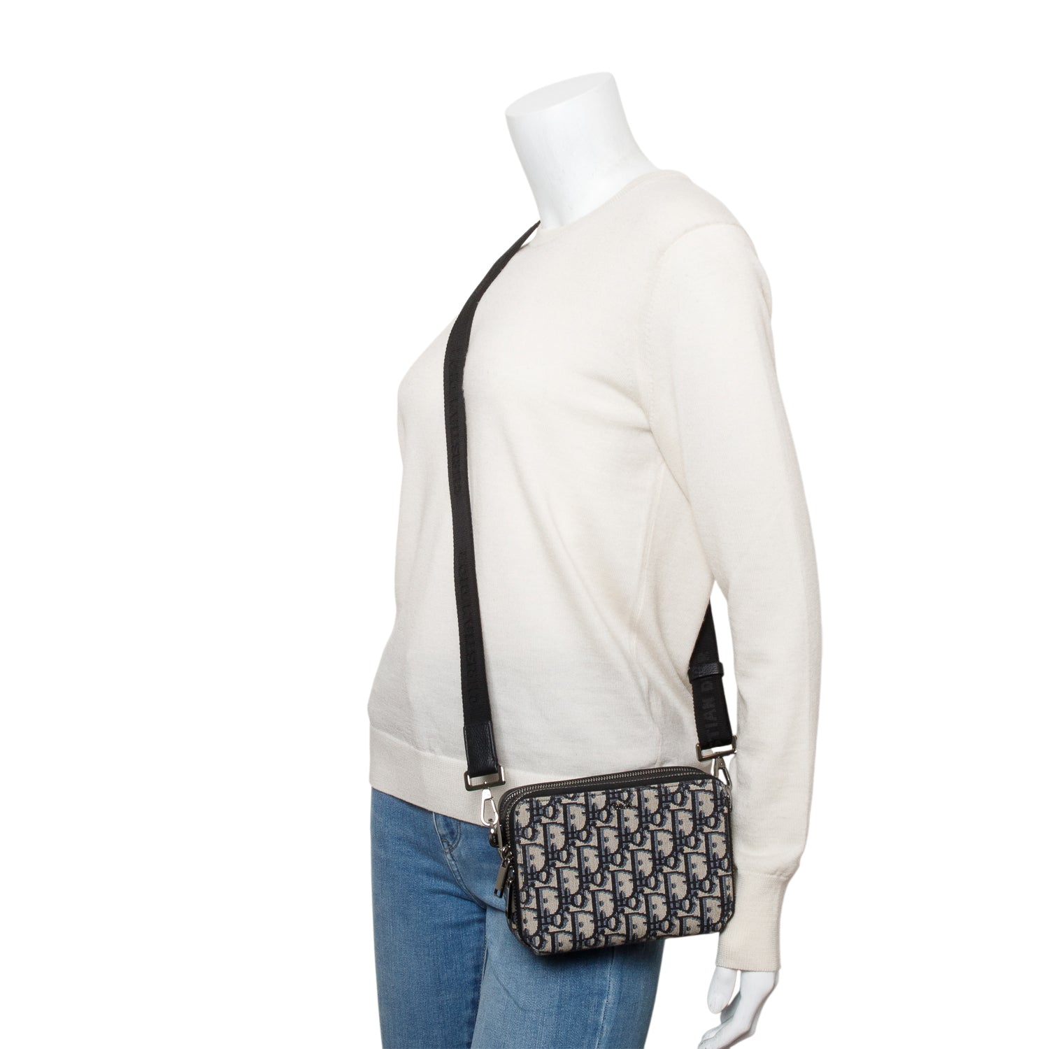 Christion Dior 2020 Oblique Jacquard Zipped Pouch Crossbody w/ Box & Strap