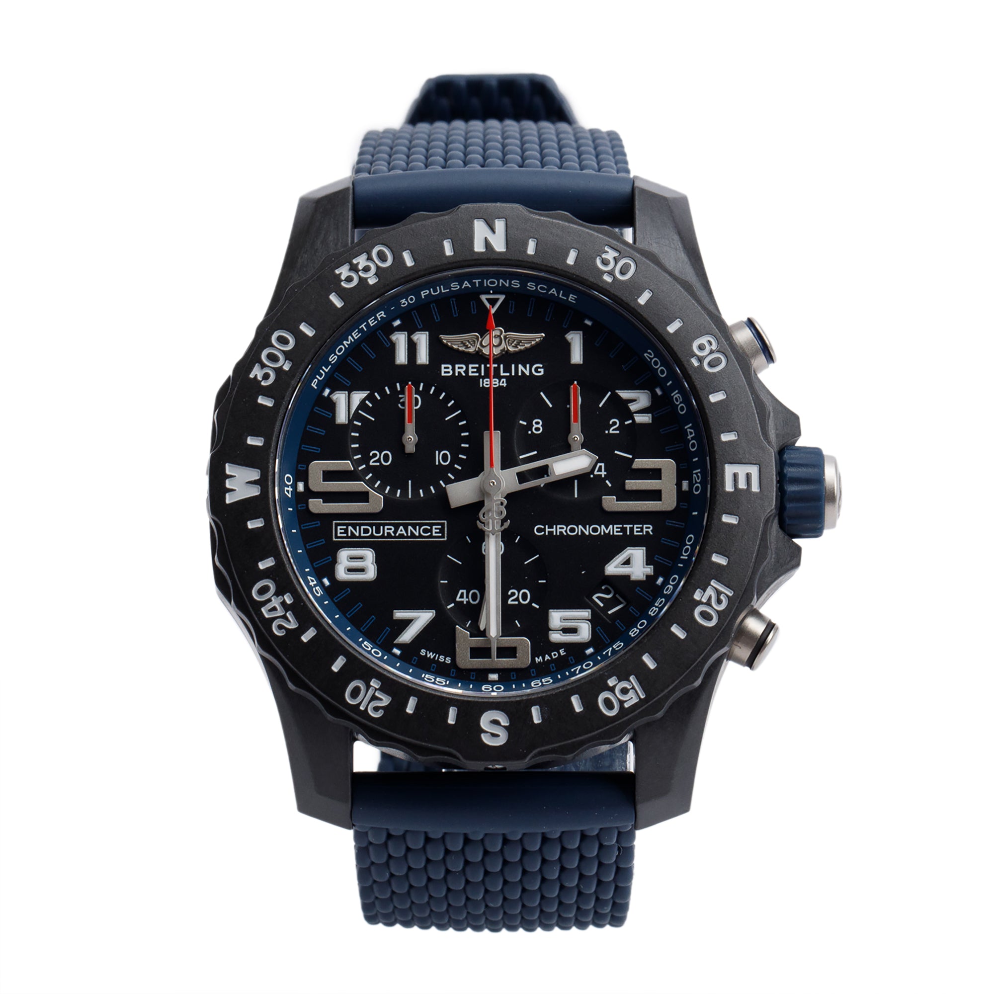 Breitling Breitlight Black Polymer Endurance Pro 44MM Watch Black & Blue X82310 w/ Box, Papers & Extra Strap