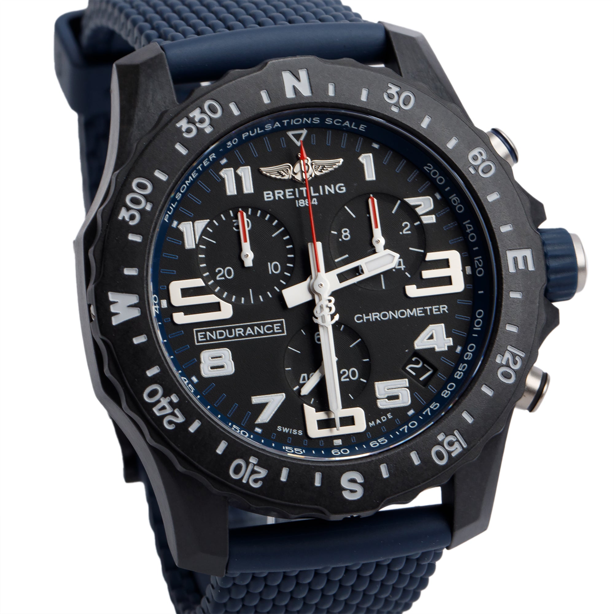 Breitling Breitlight Black Polymer Endurance Pro 44MM Watch Black & Blue X82310 w/ Box, Papers & Extra Strap