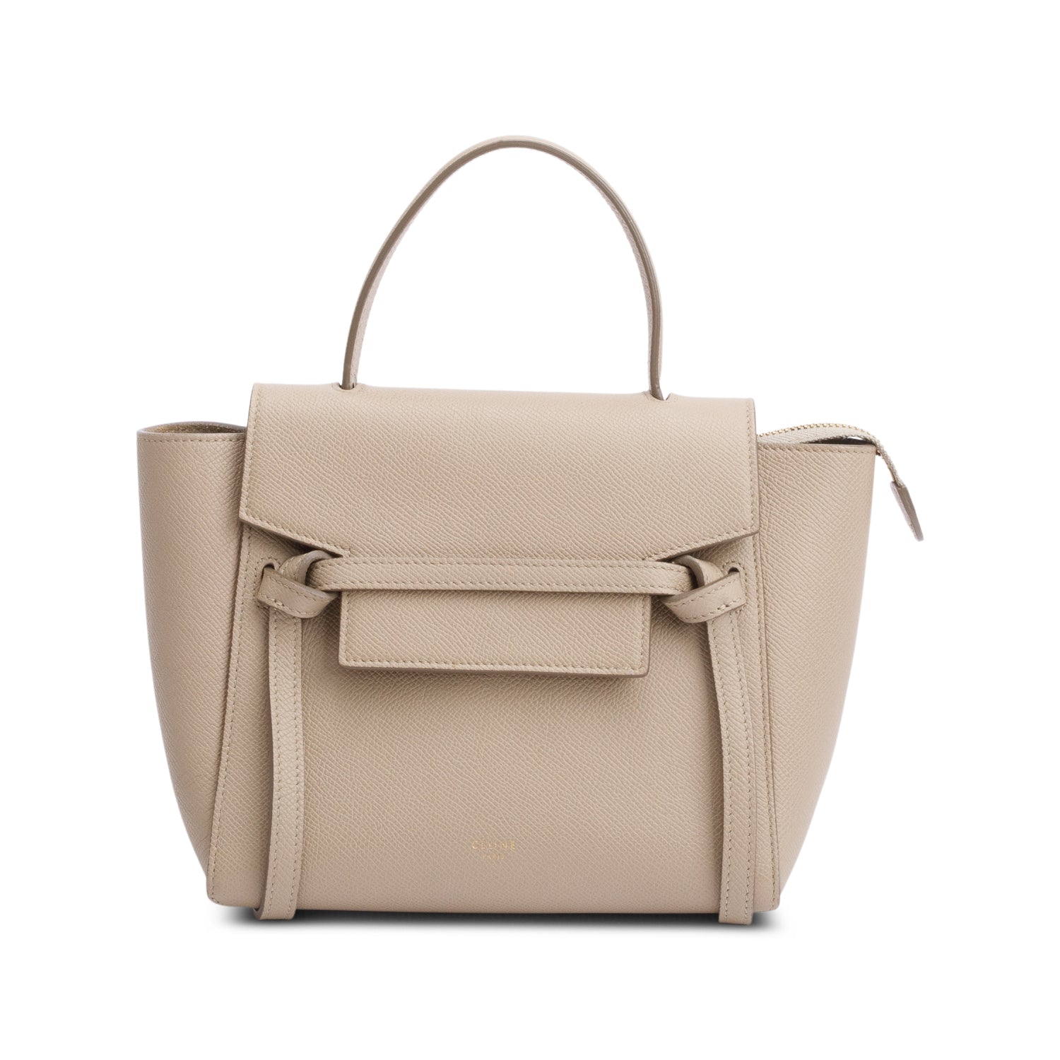 Celine Beige Grained Calfskin Leather Nano Belt Bag w/ Strap