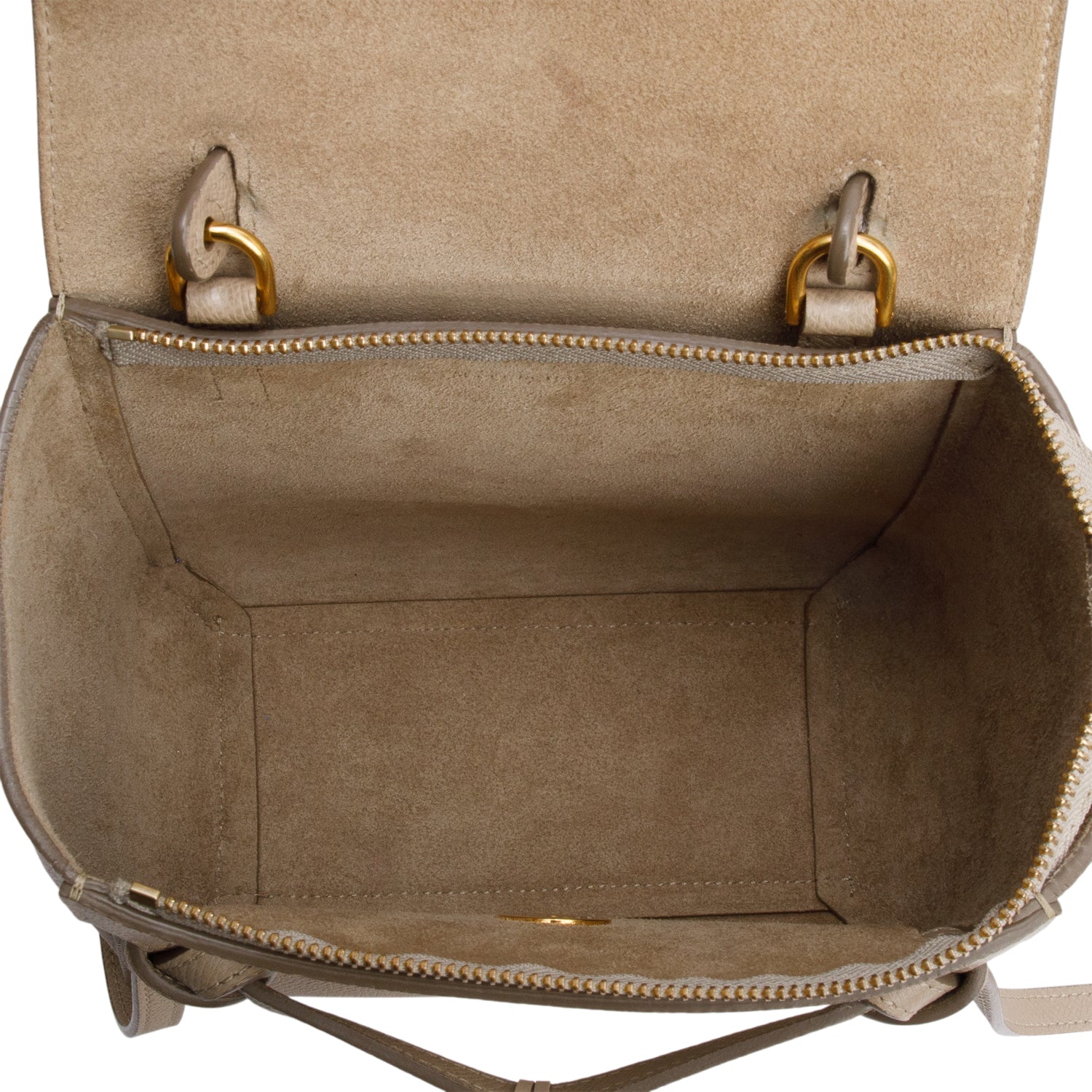 Celine Beige Grained Calfskin Leather Nano Belt Bag w/ Strap