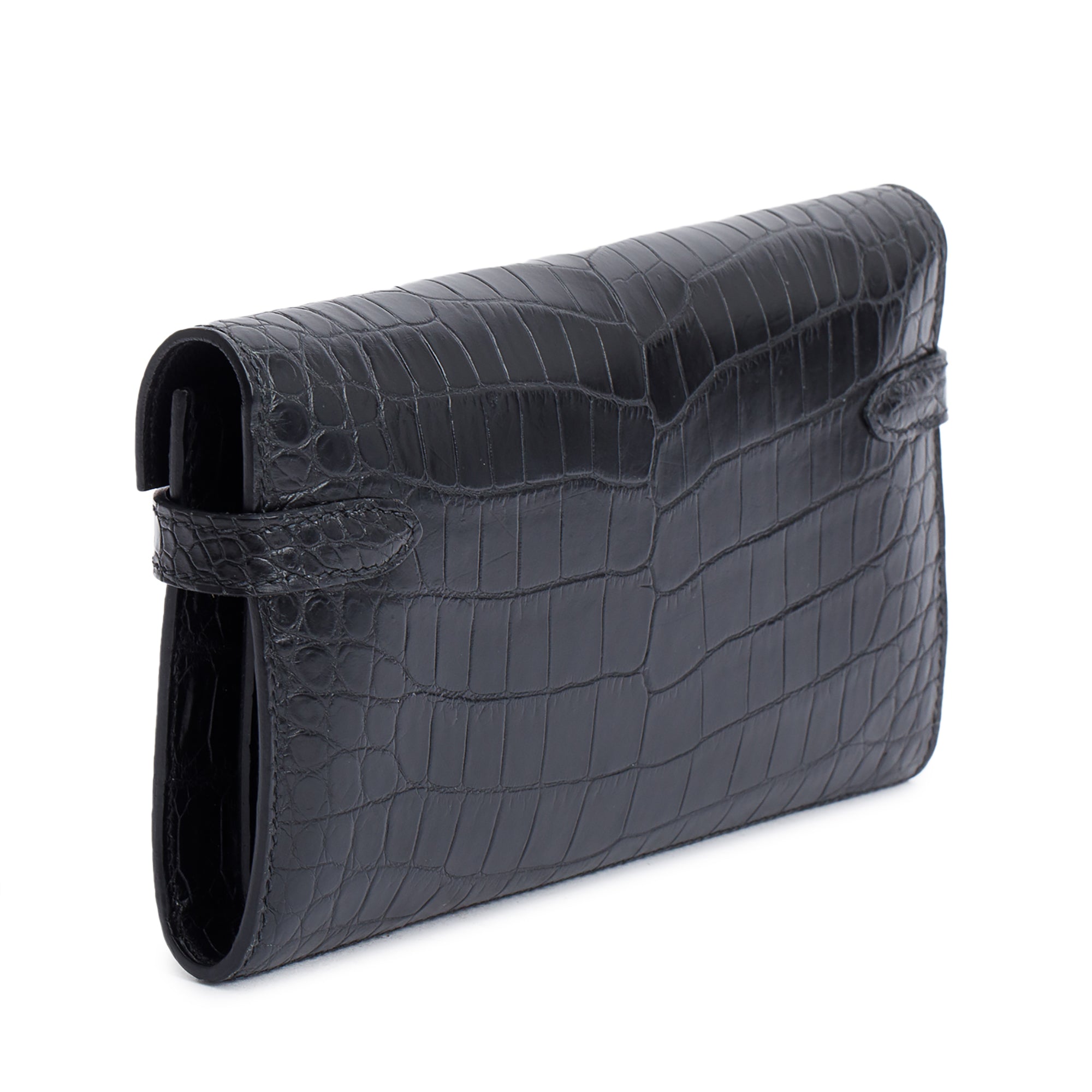 Hermes 2020 Noir Matte Alligator Classic Kelly Longue Wallet