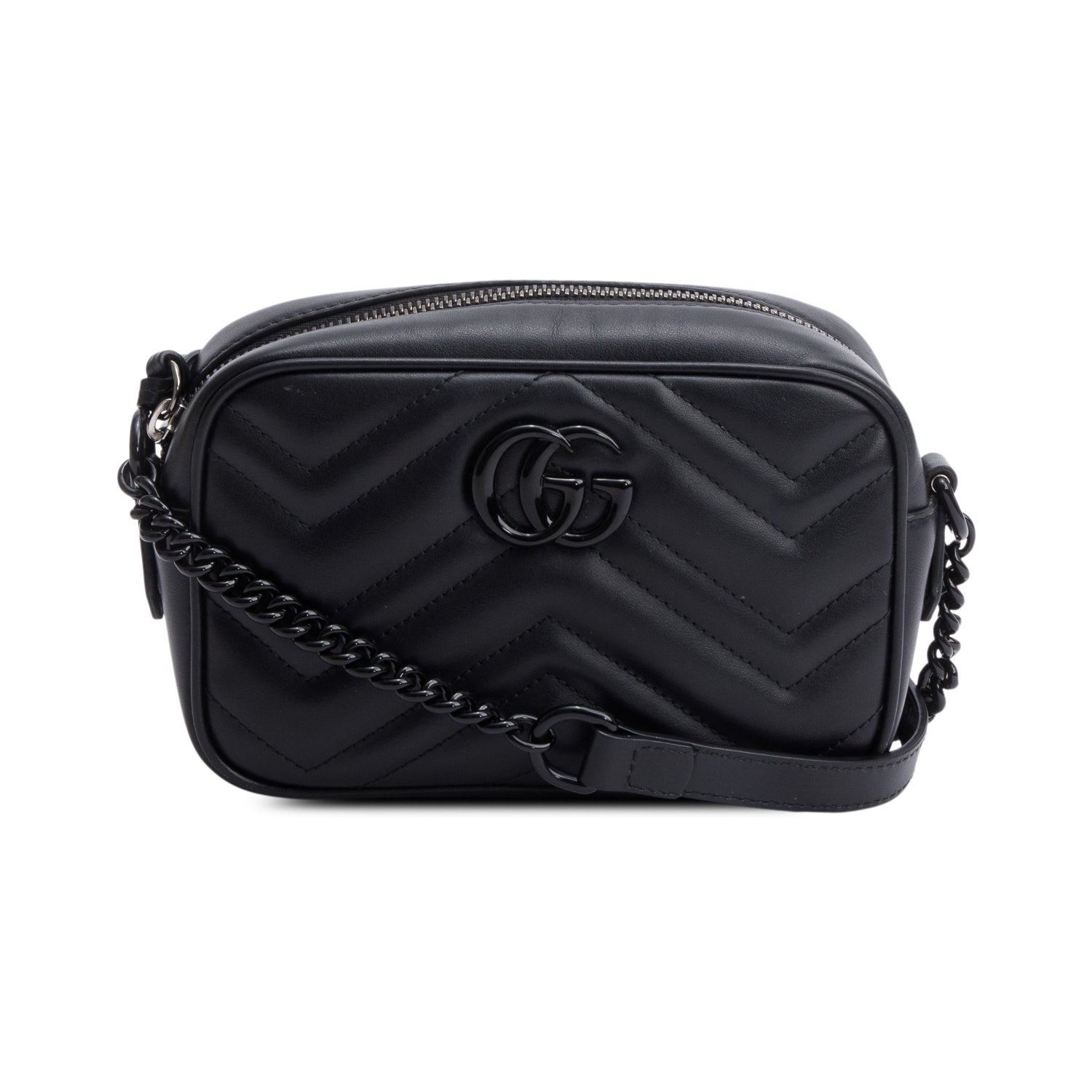 Gucci Black GG Marmont Matelasse Mini Camera Bag w/ Box