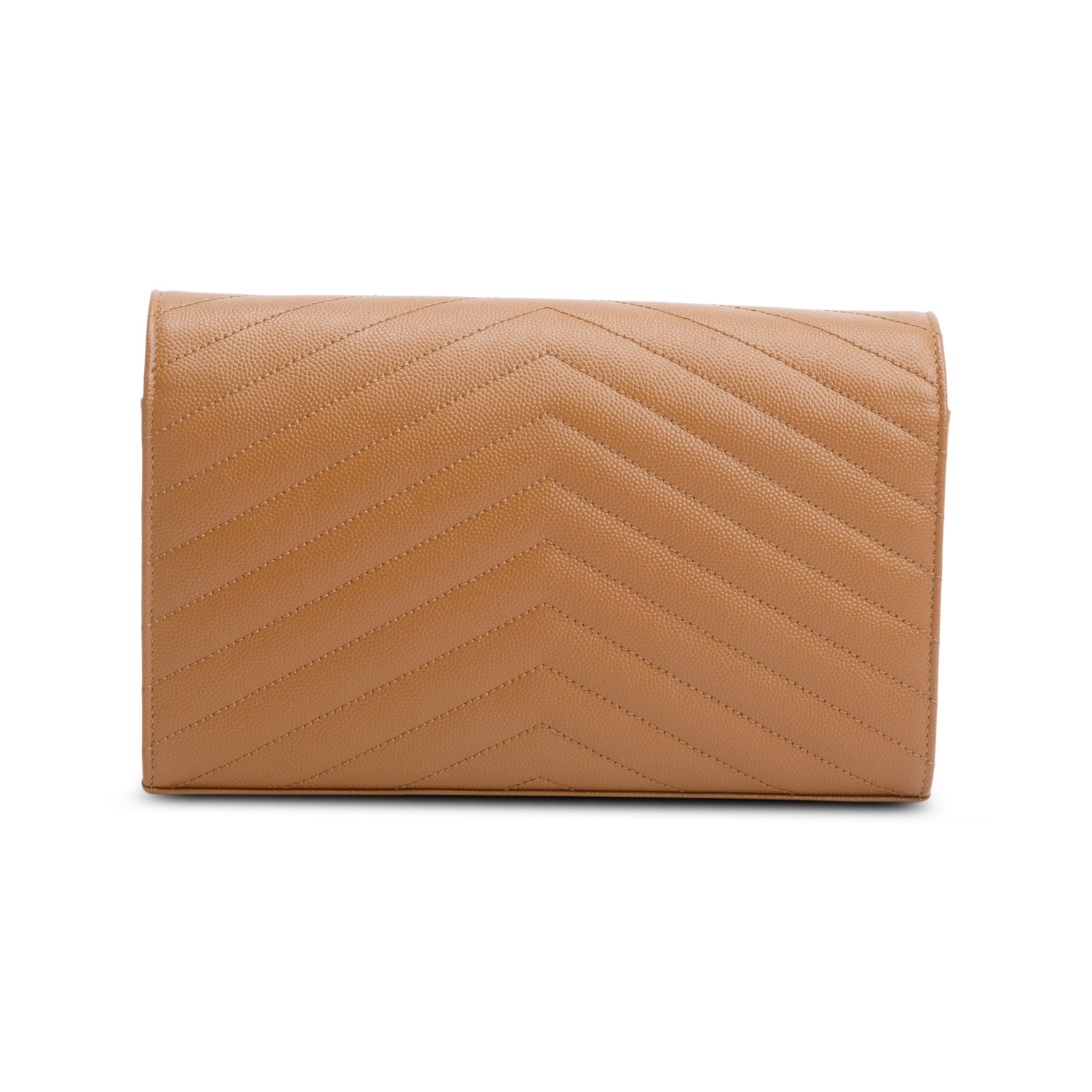 Saint Laurent Brown Cassandre Matelasse Envelope Chain Wallet w/ Box