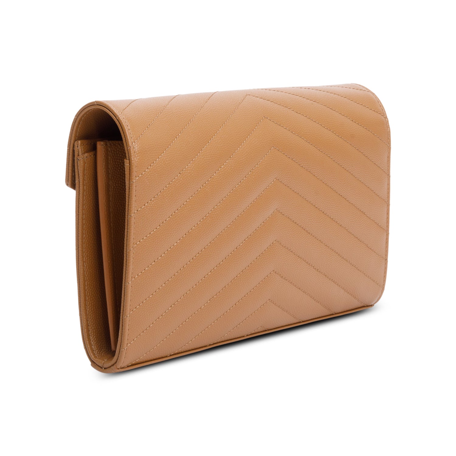 Saint Laurent Brown Cassandre Matelasse Envelope Chain Wallet w/ Box
