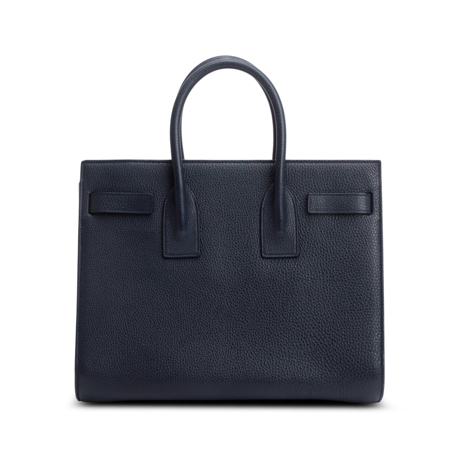 Saint Laurent Navy Grained Calfskin Leather Small Sac De Jour w/ Strap