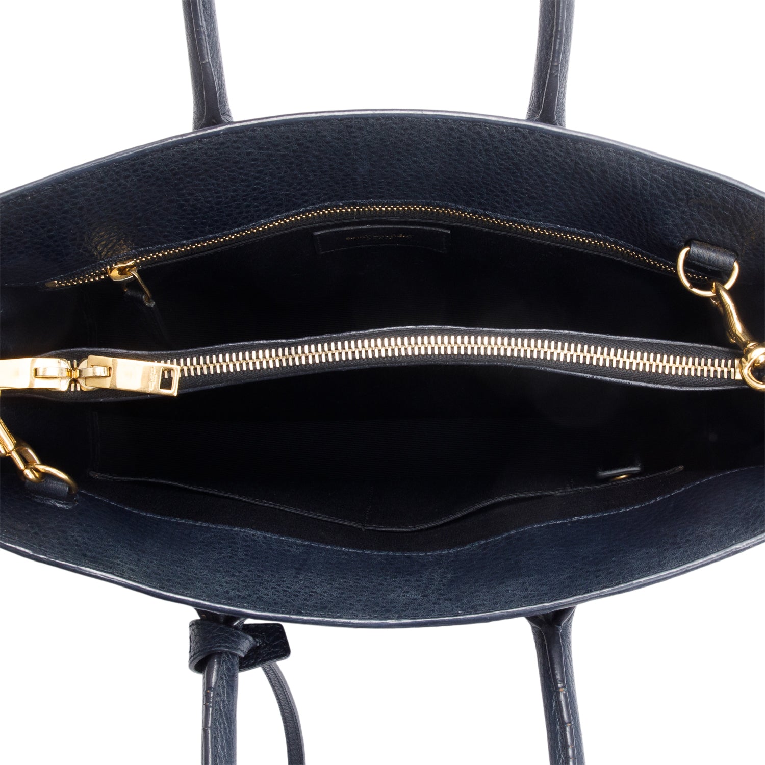 Saint Laurent Navy Grained Calfskin Leather Small Sac De Jour w/ Strap
