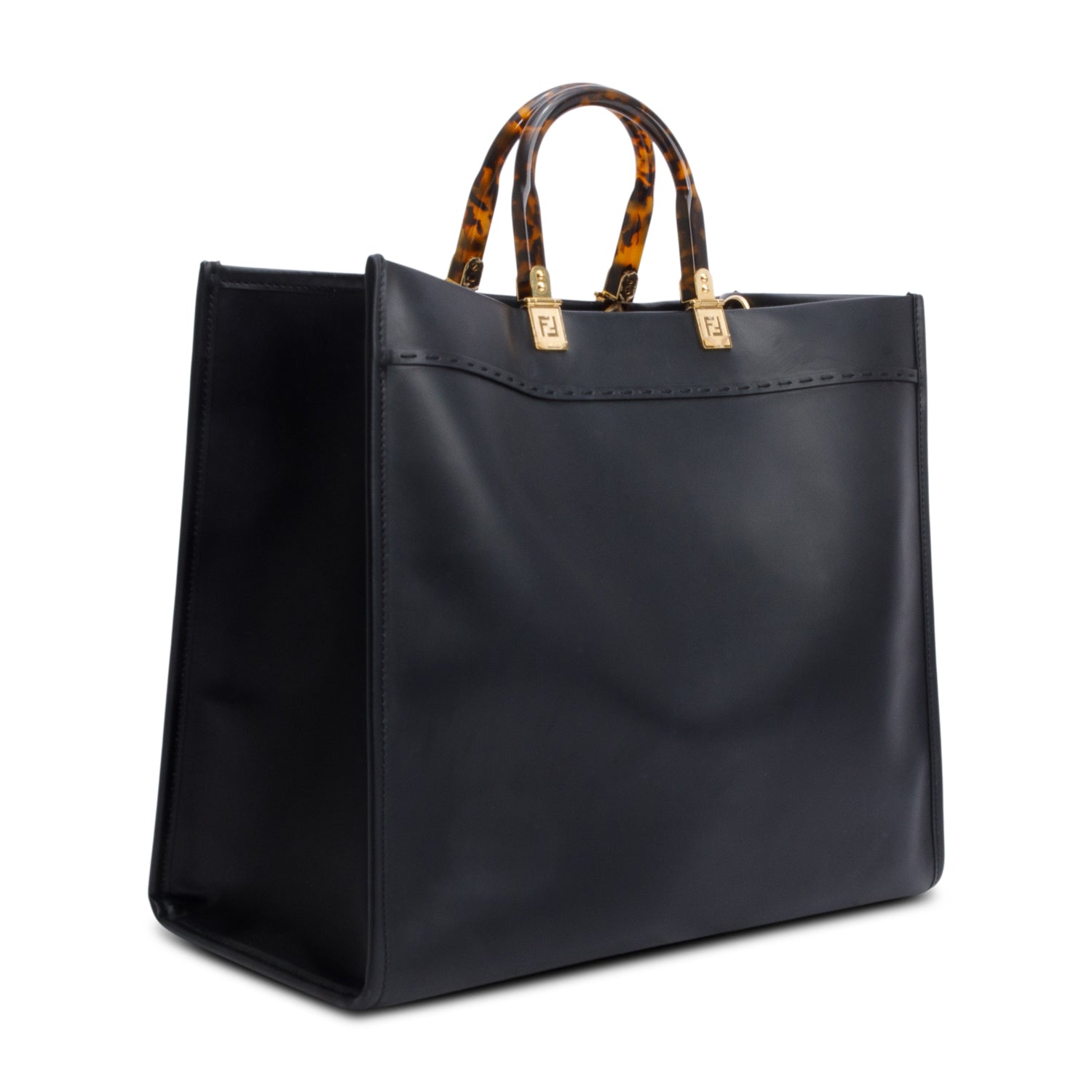 Fendi Black Calfskin Leather Large Sunshine Tote Bag