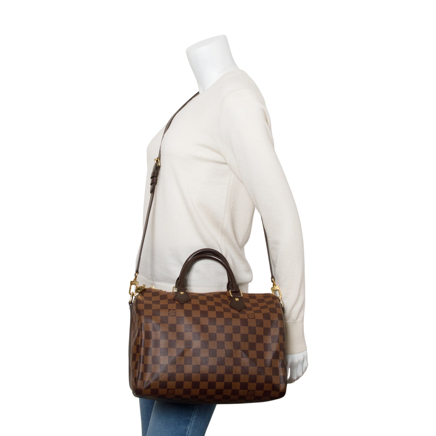 Louis Vuitton Damier Ebene Speedy Bandouliere 30 w/ Strap & Box