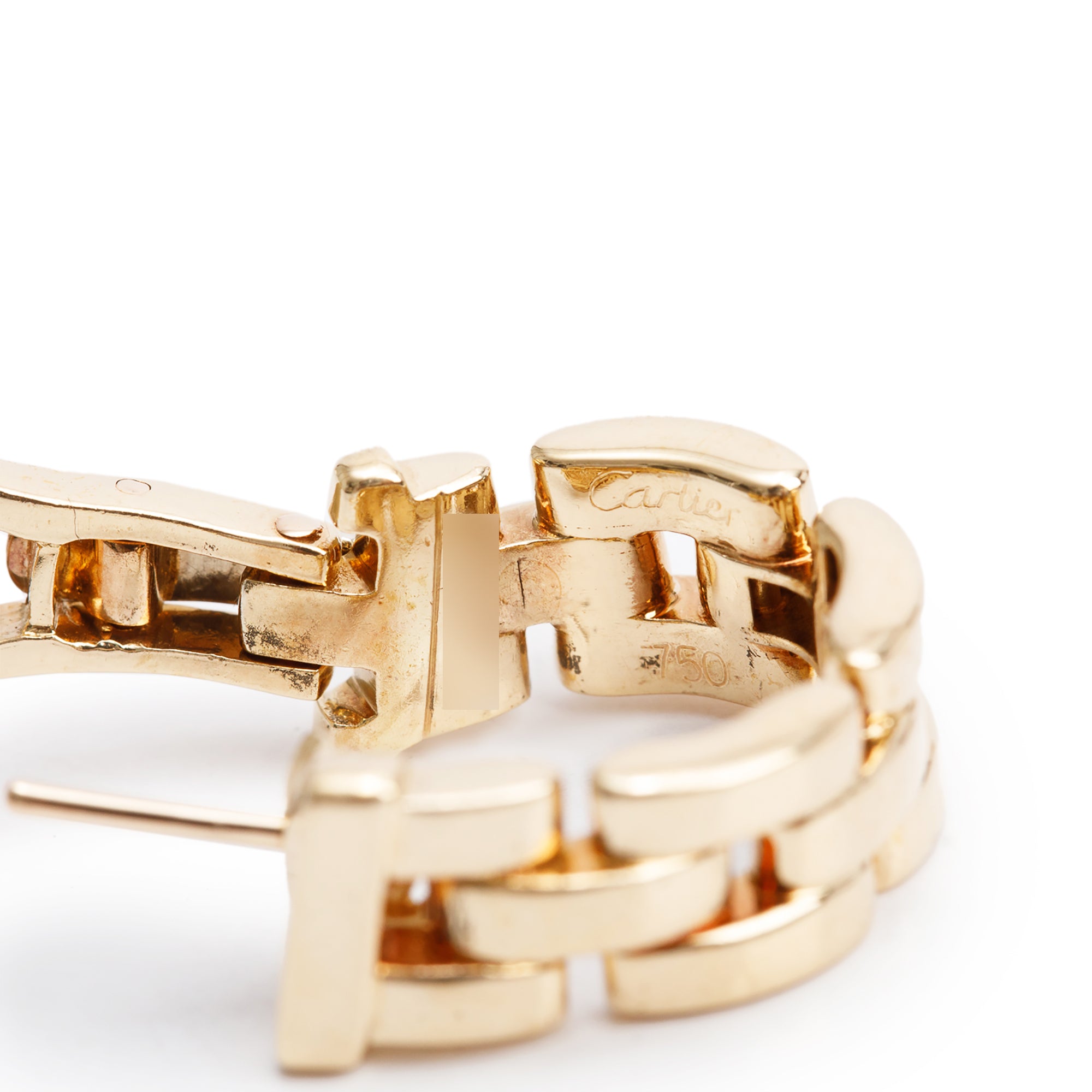 Cartier Vintage 18k Yellow Gold Maillon Panthere Hoop Earrings