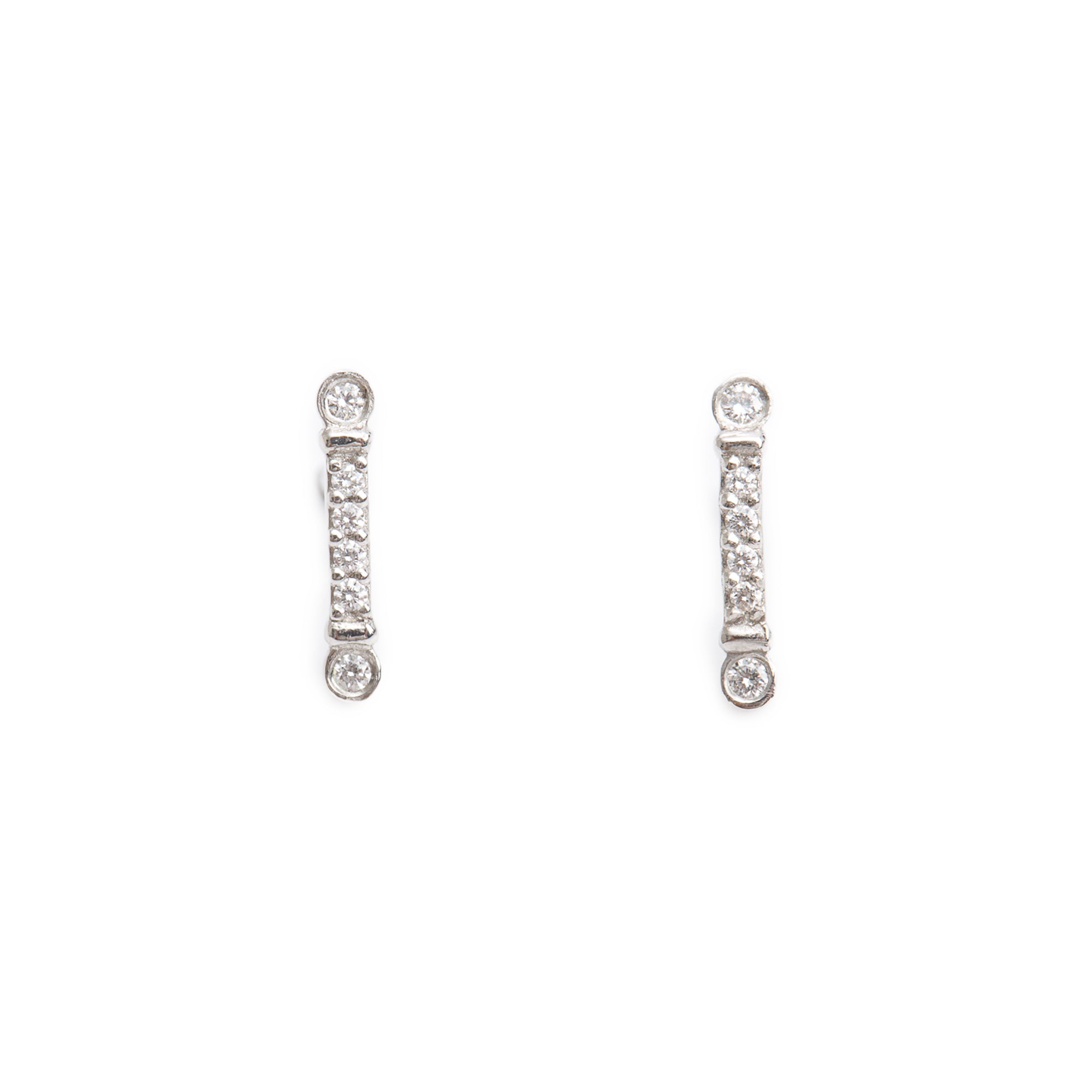 Tiffany & Co. Platinum Diamond Fleur de Lis Key Bar Earrings w/ Box