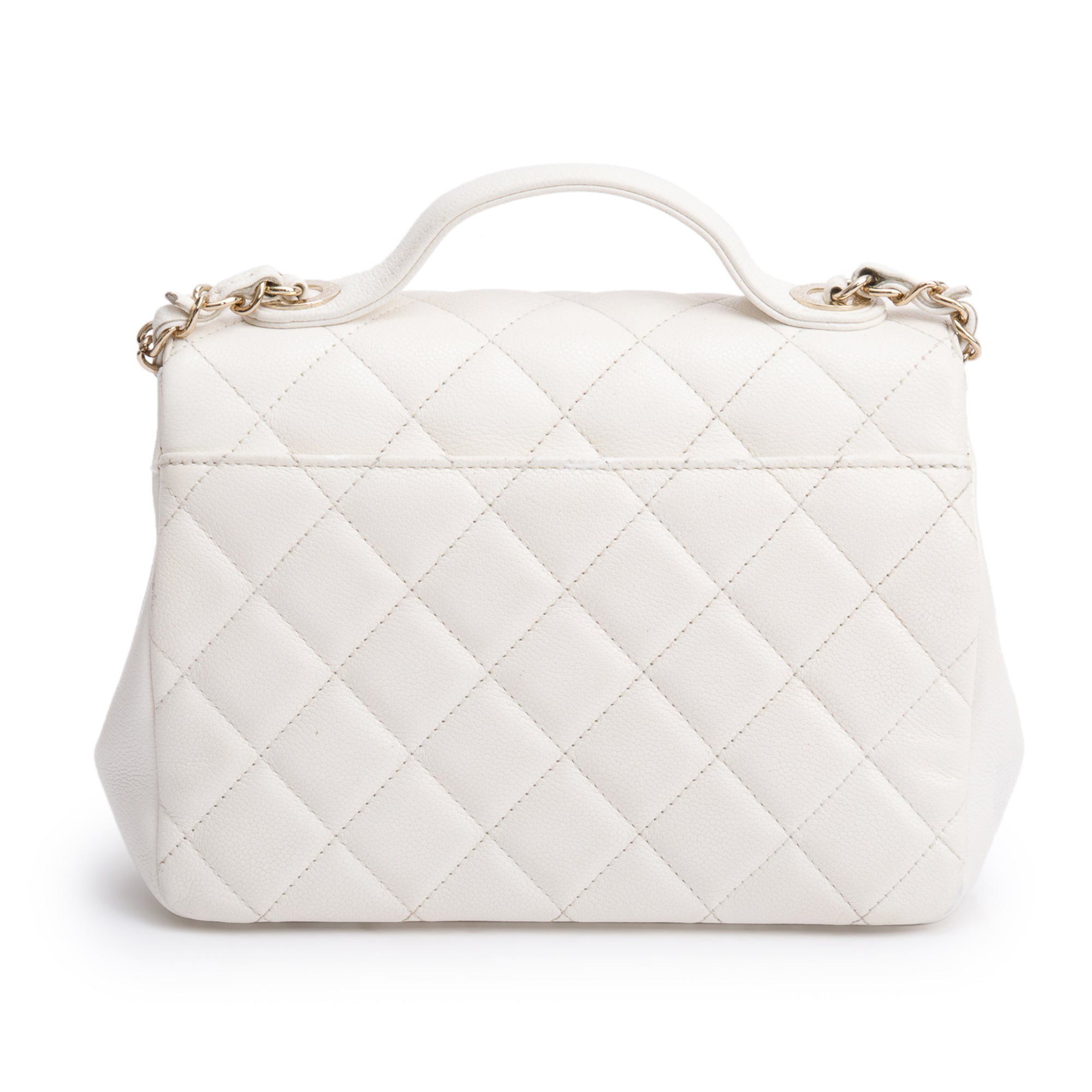 Chanel White Caviar Leather Small Business Affinity Flap Bag w/ Authenticity Card