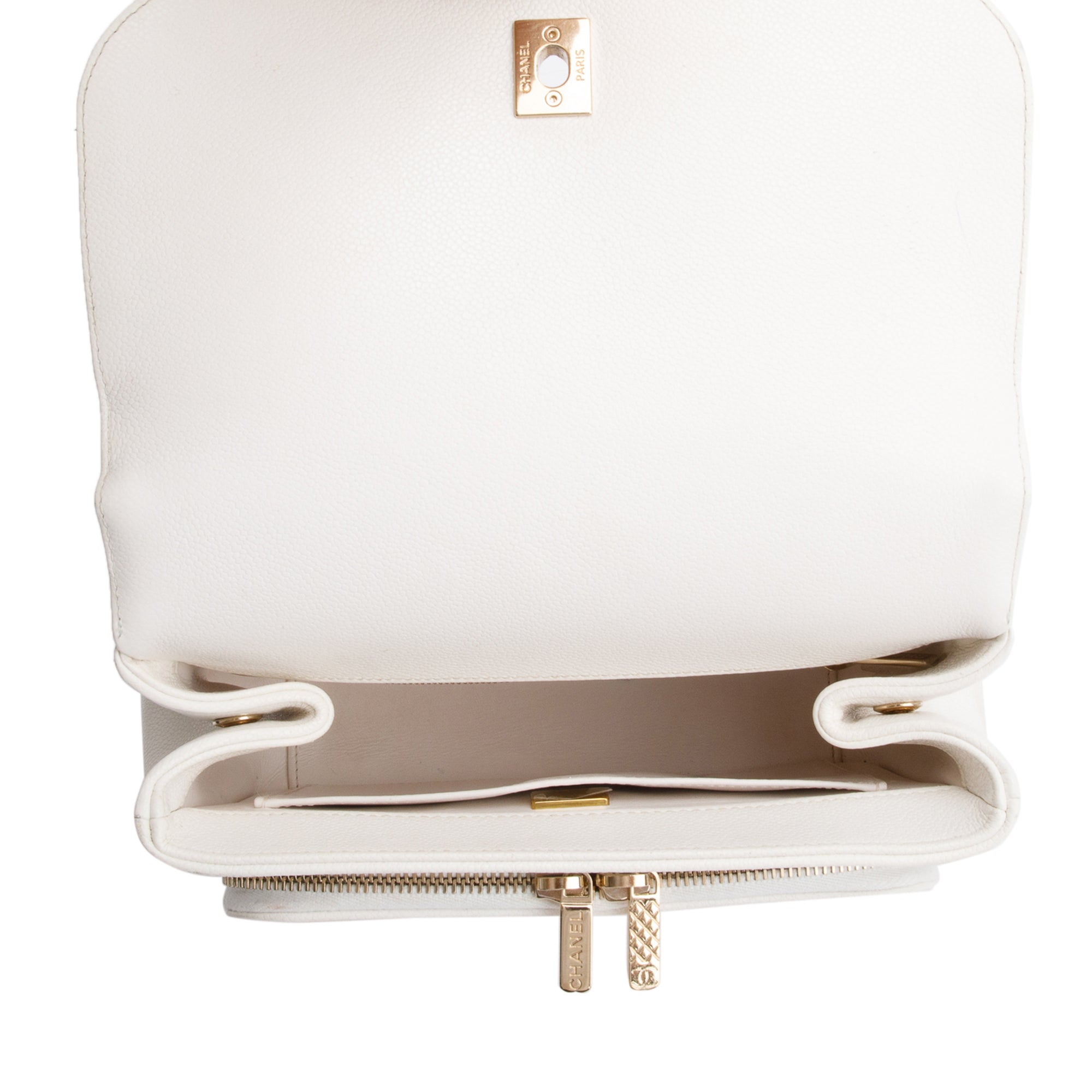 Chanel White Caviar Leather Small Business Affinity Flap Bag w/ Authenticity Card