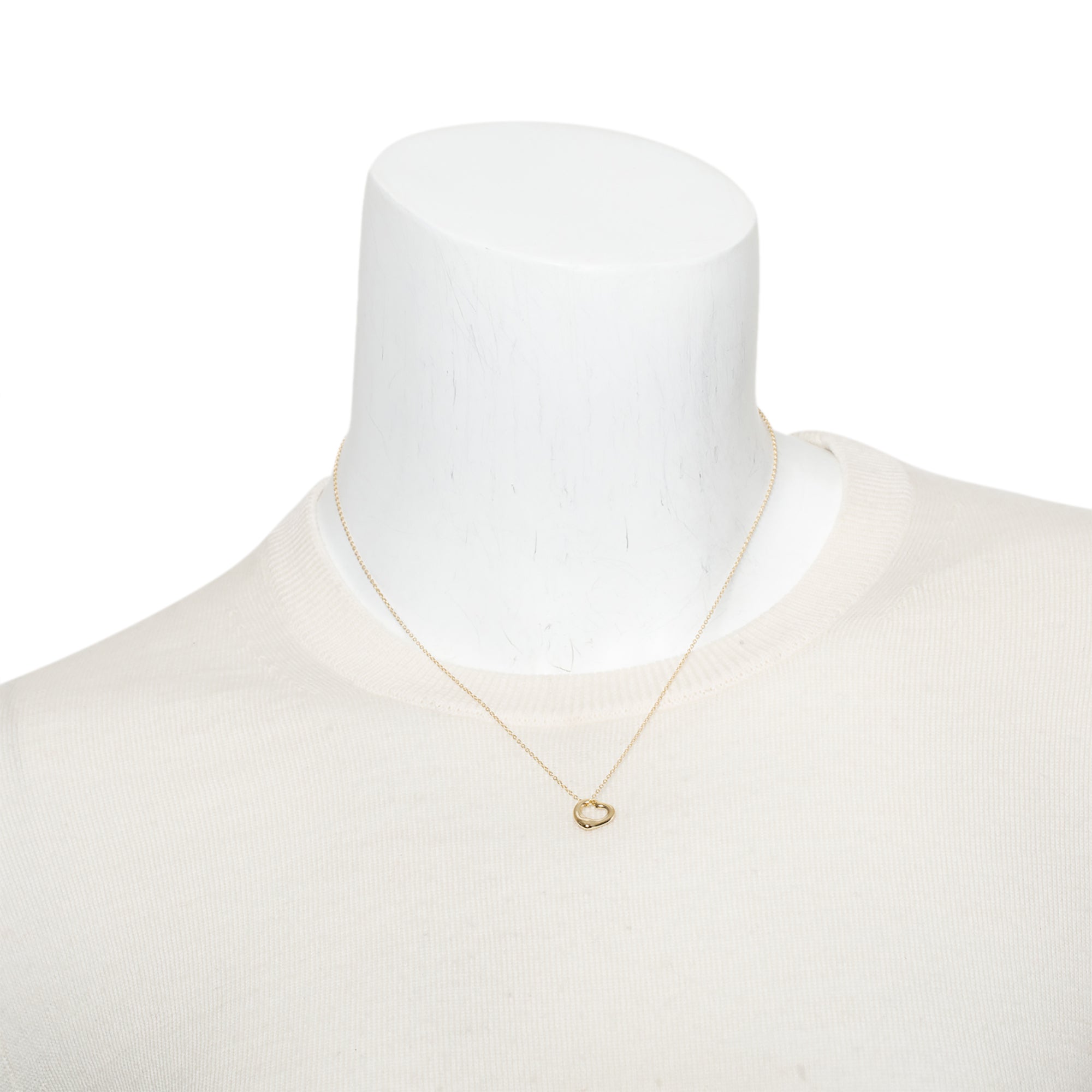 Tiffany & Co. Elsa Peretti 18k Yellow Gold 11 MM Open Heart Pendant Necklace w/ Box
