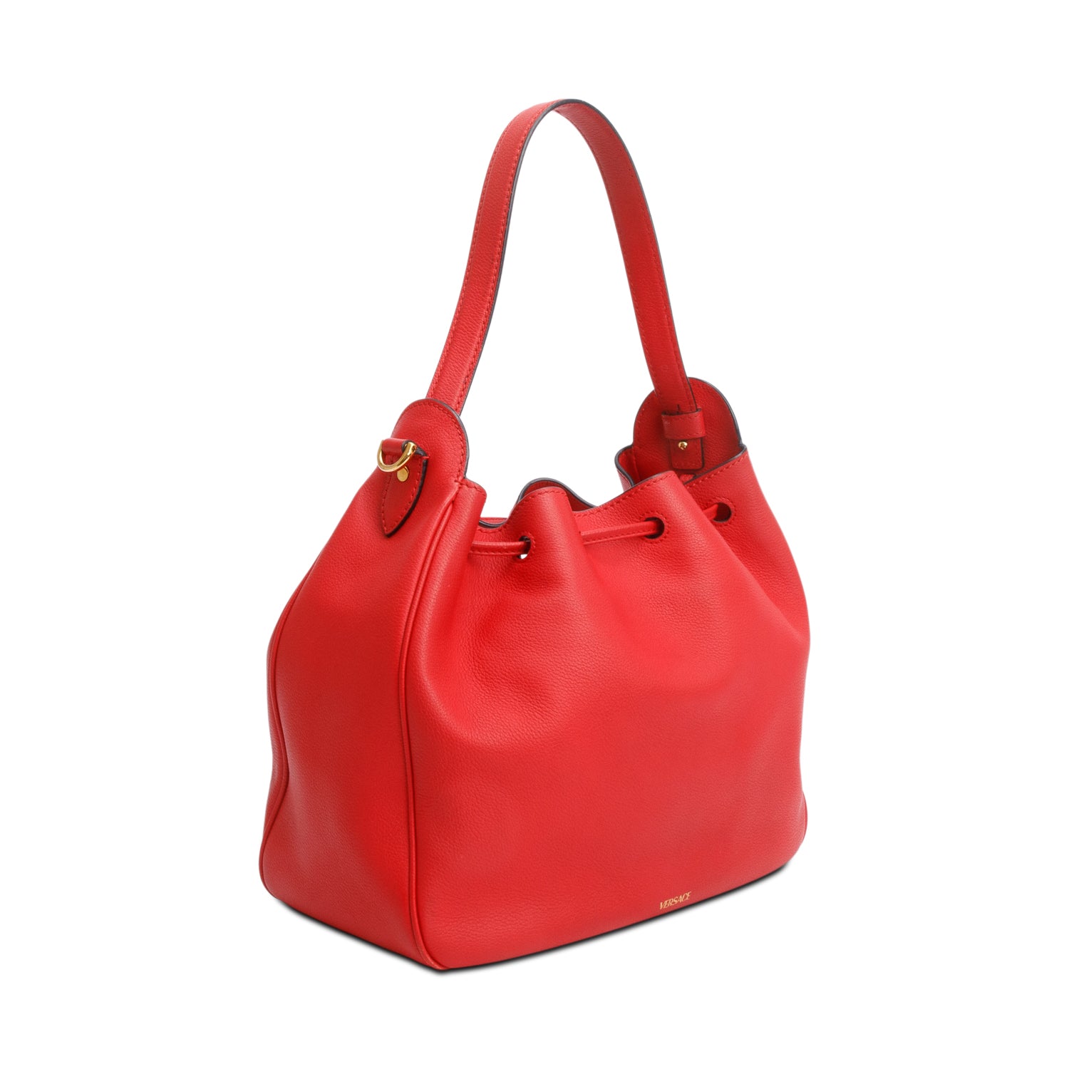 Versace Red Calfskin Leather Large La Medusa Bucket Bag