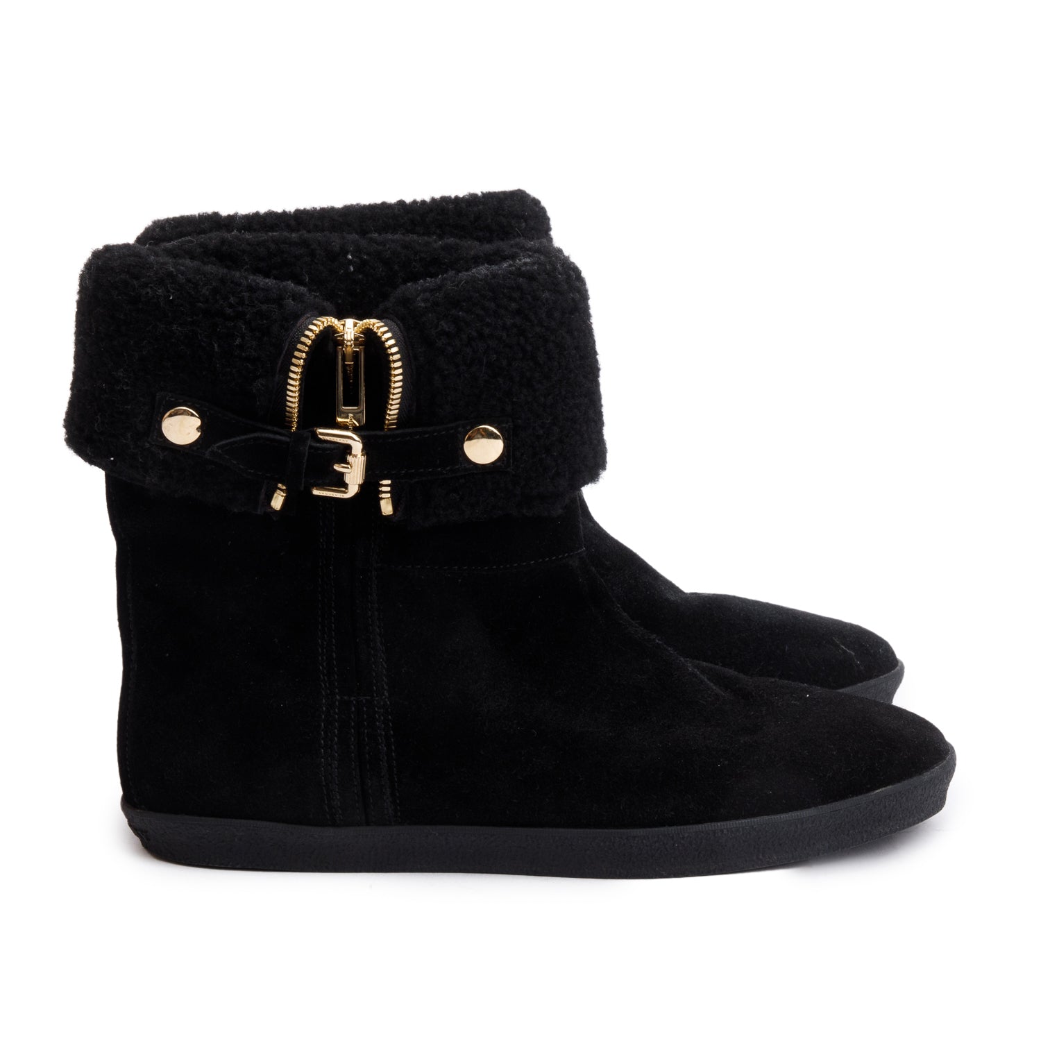 Burberry Black Suede Stanleigh Weather Ankle Boots, Size 39 w/ Box