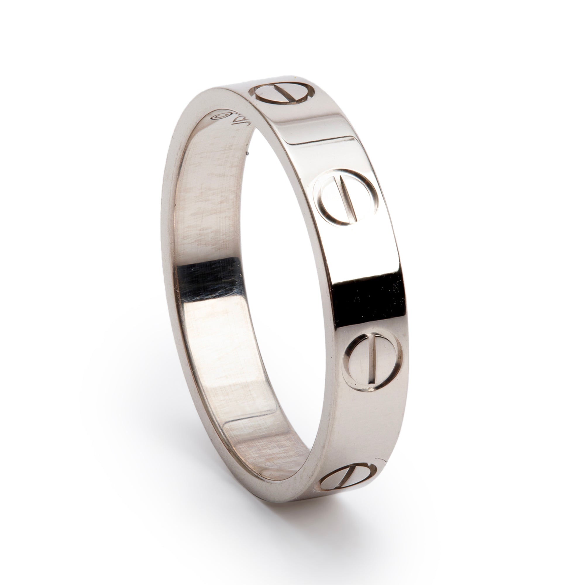 Cartier 18k White Gold 3.6 MM Love Wedding Band Ring, Size 51 5.75 w/ Box & Receipt