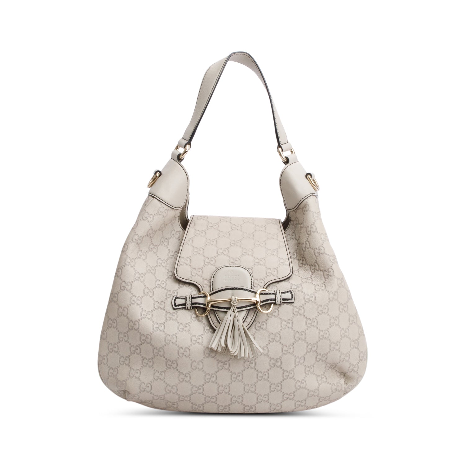 Gucci White Guccissima Leather Medium Emily Chain Hobo Bag