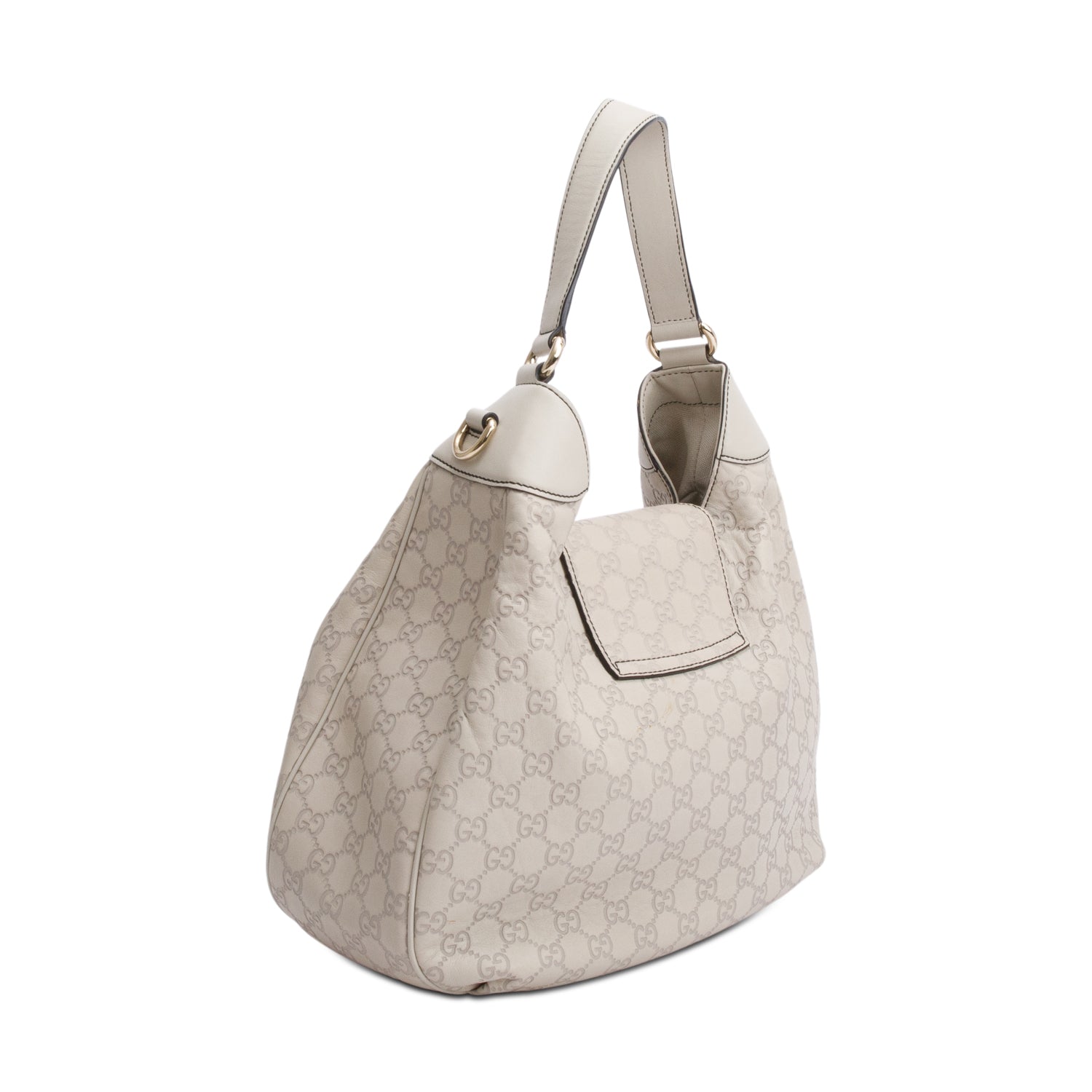 Gucci White Guccissima Leather Medium Emily Chain Hobo Bag