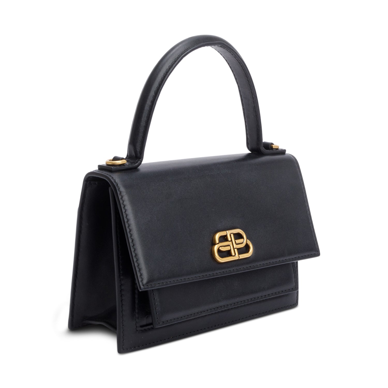Balenciaga Black Leather XS Sharp Top Handle Bag
