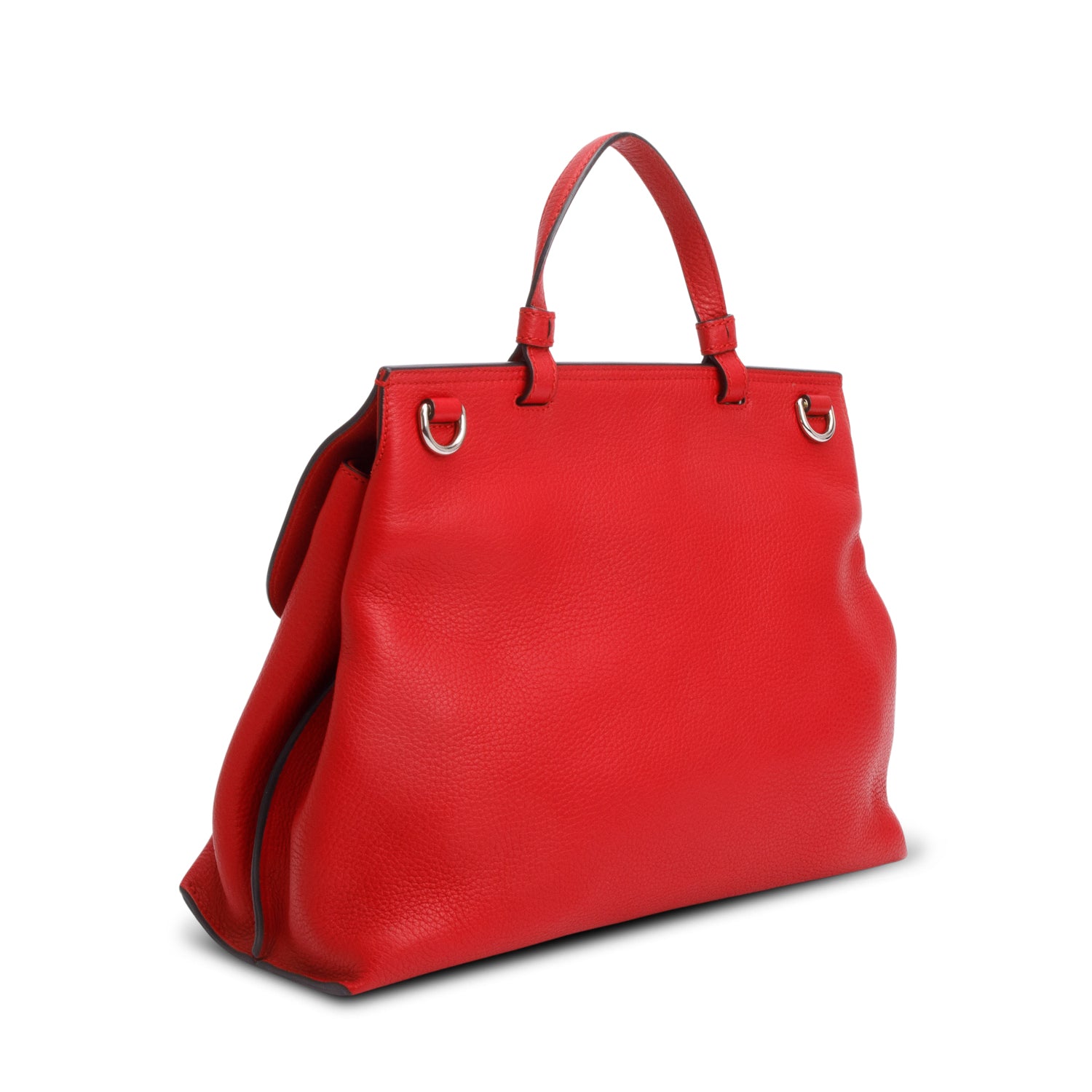 Gucci Red Calfskin Leather Medium Bamboo Daily Bag w/ Strap