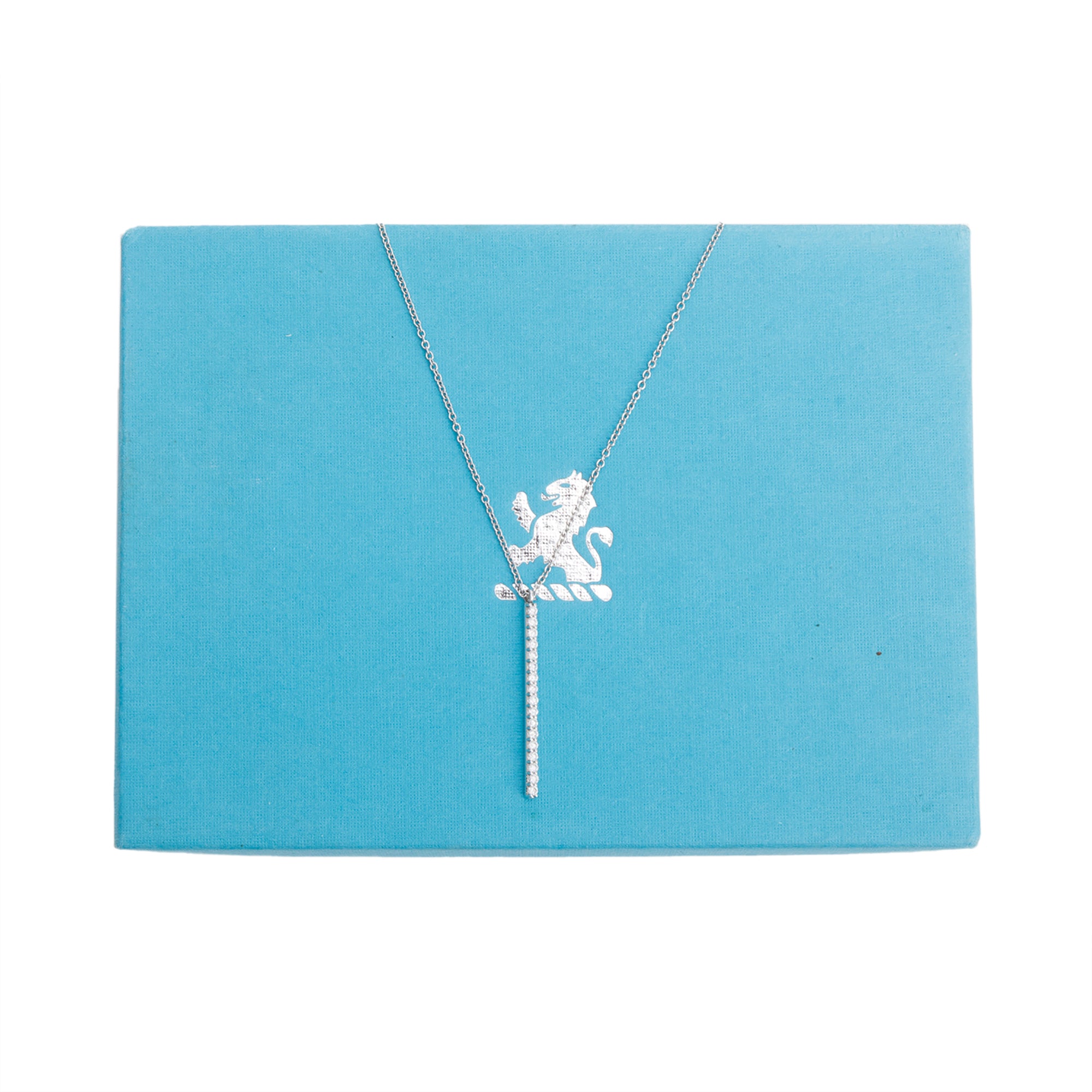 Birks Rosee du Matin 18k White Gold Vertical Diamond Bar Pendant Necklace w/ Box