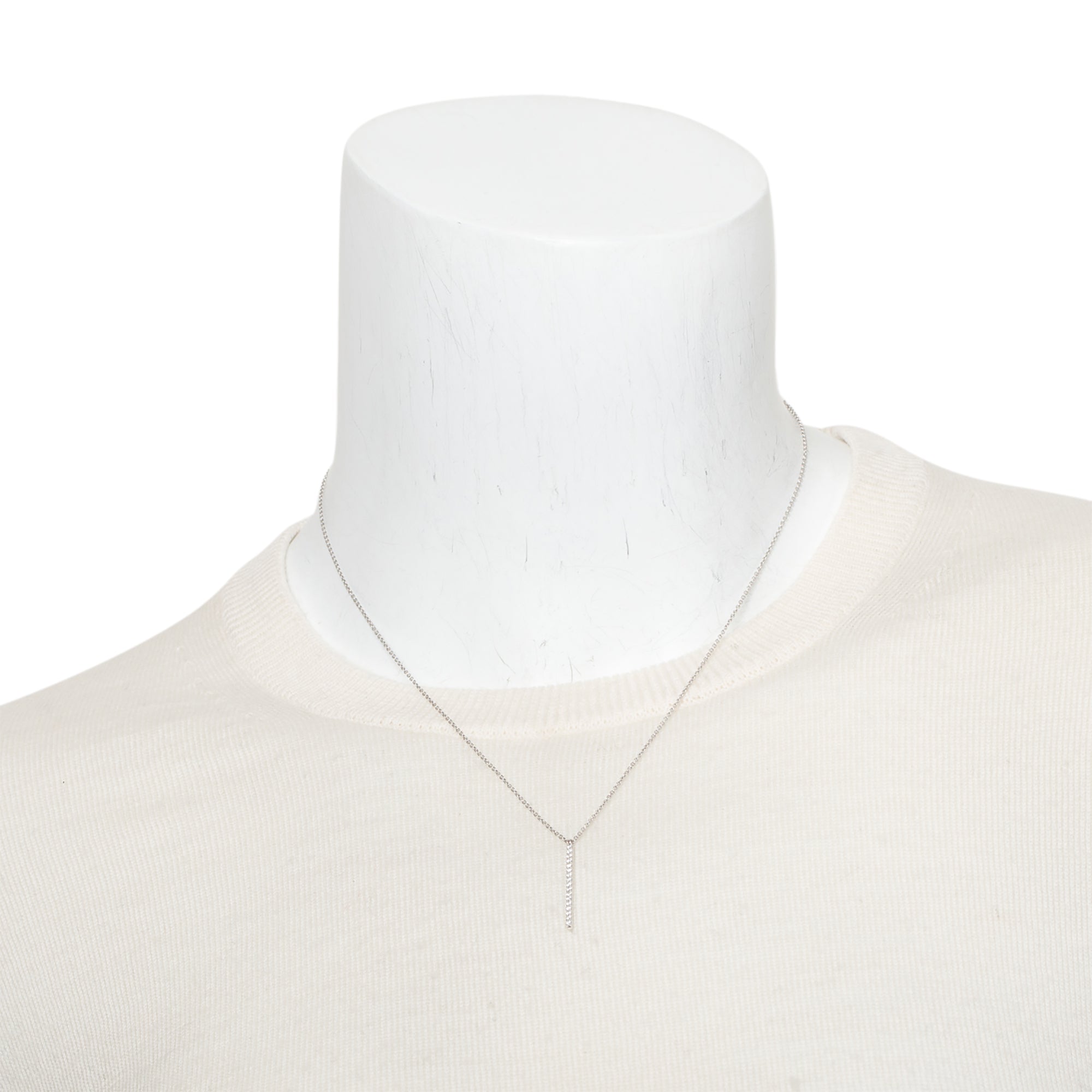 Birks Rosee du Matin 18k White Gold Vertical Diamond Bar Pendant Necklace w/ Box