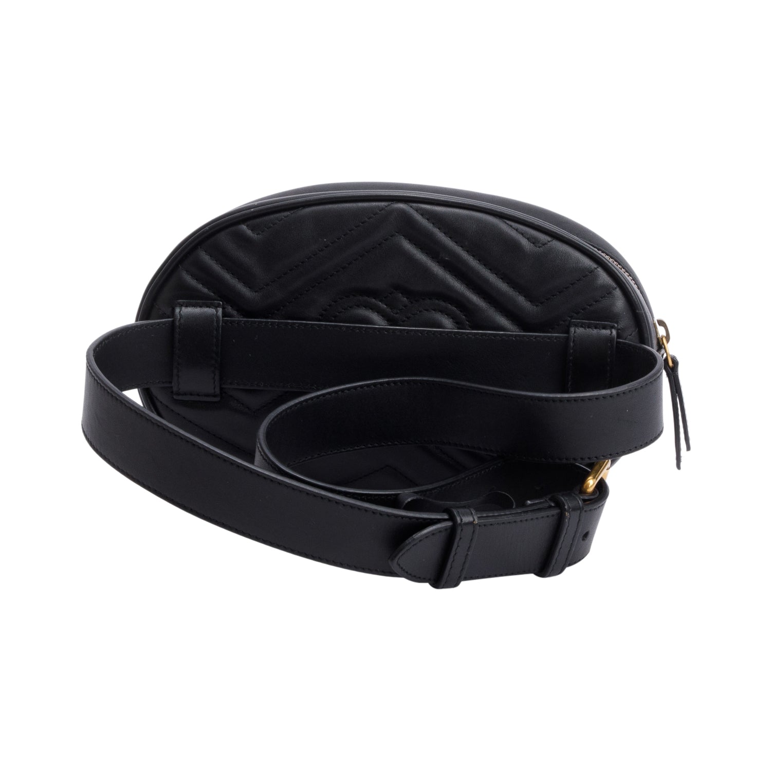 Gucci Black Large GG Marmont Matelasse Leather Belt Bag, Size 85 34