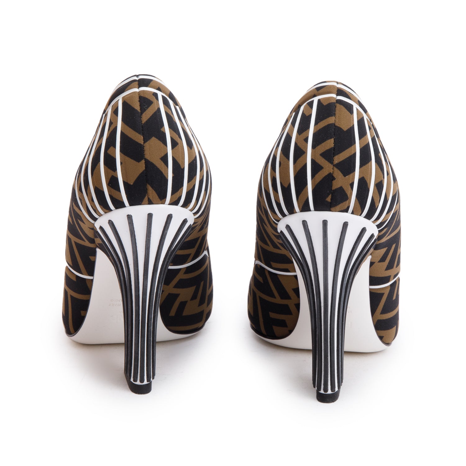 Fendi Brown FFreedom Noprene Decollette Pumps, Size 38.5 w/ Box