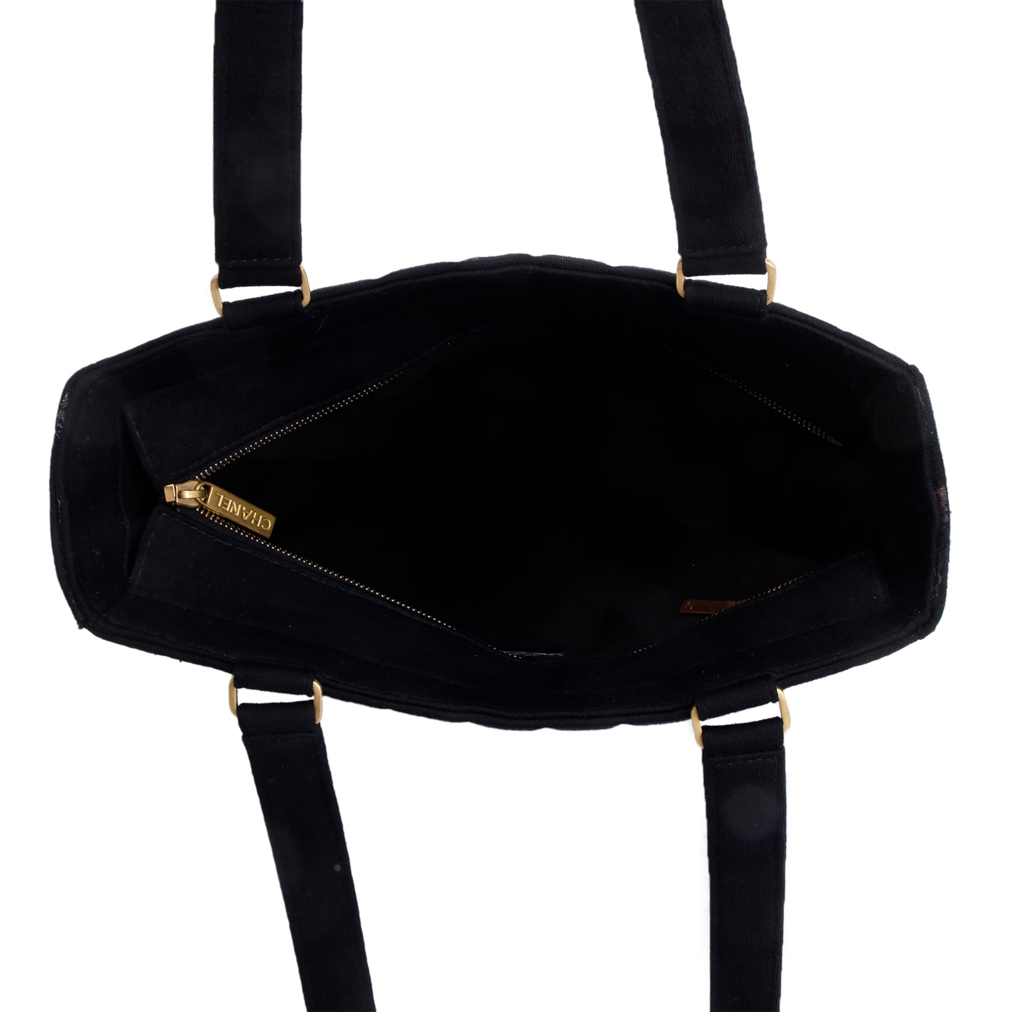 Chanel Black Quilted Jersey Chocolate Bar CC Tote Bag